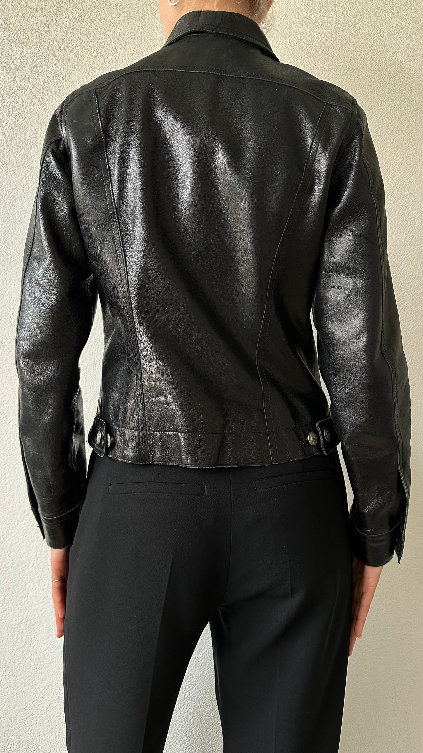vintage black leather jacket