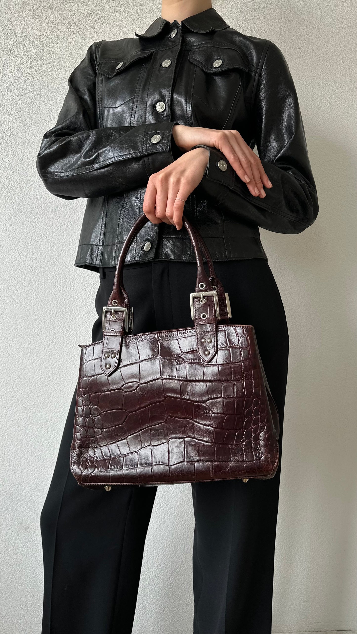 bordeaux brown leather shoulderbag