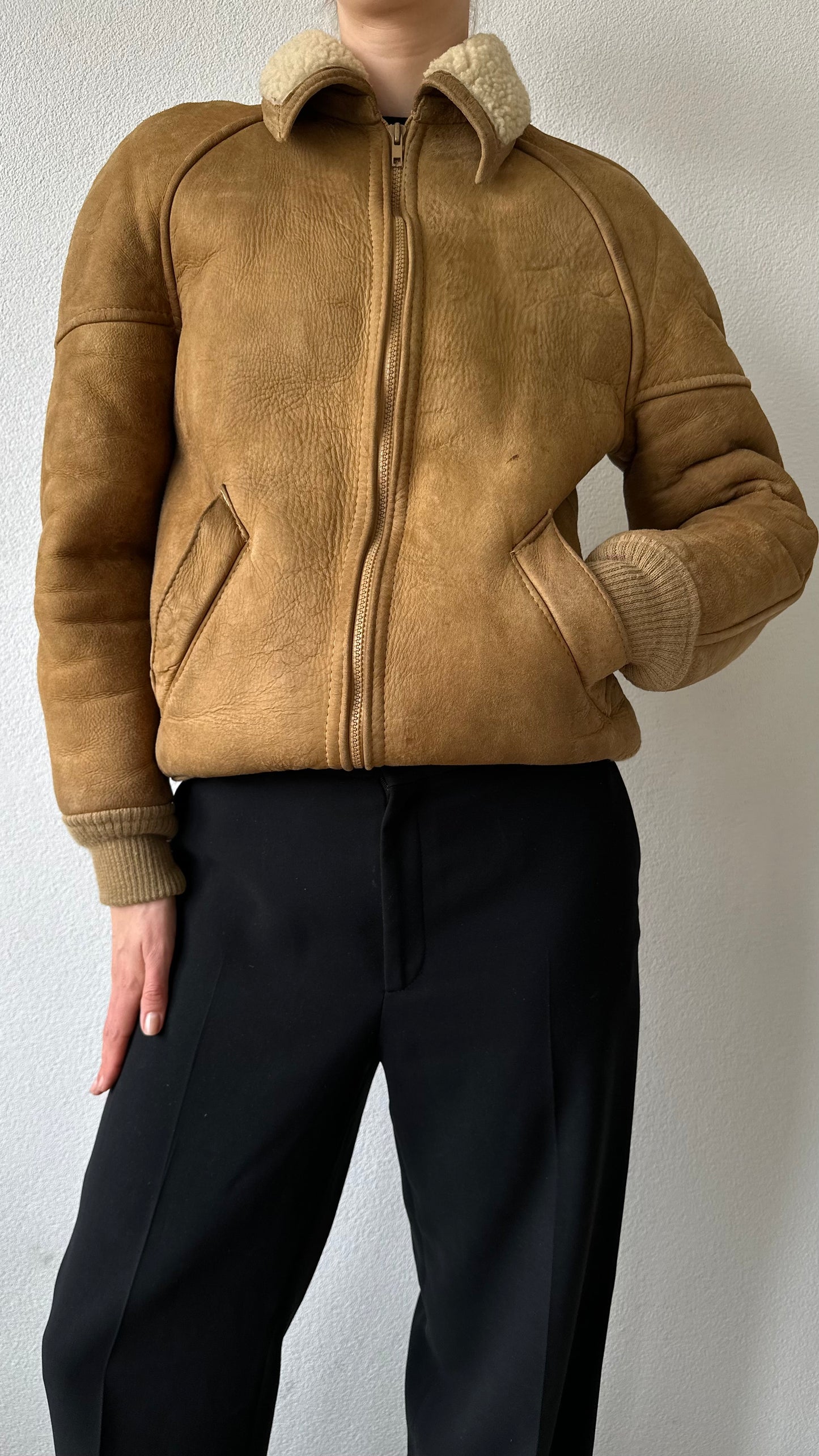 camel suede lammy coat