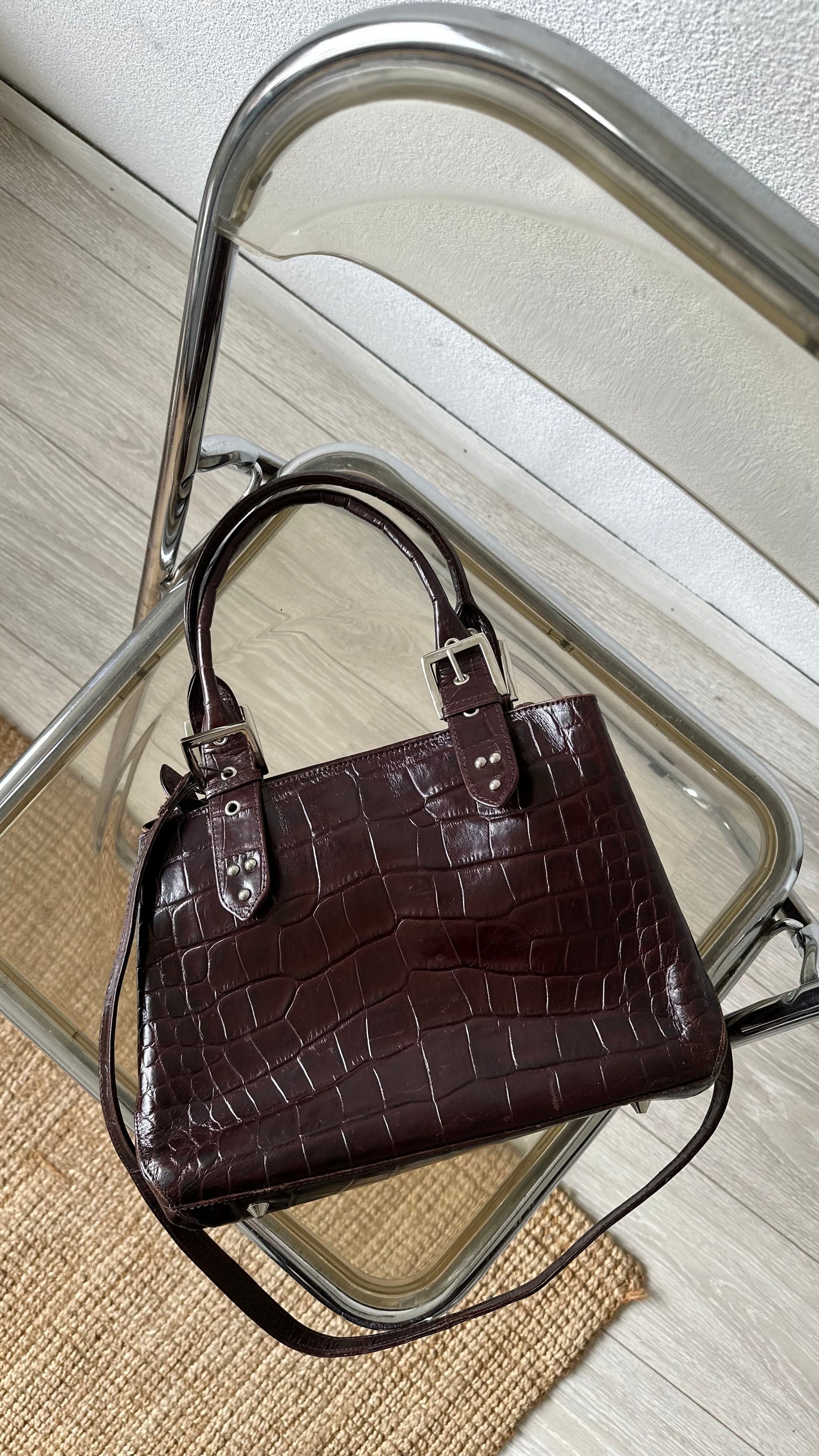 bordeaux brown leather shoulderbag