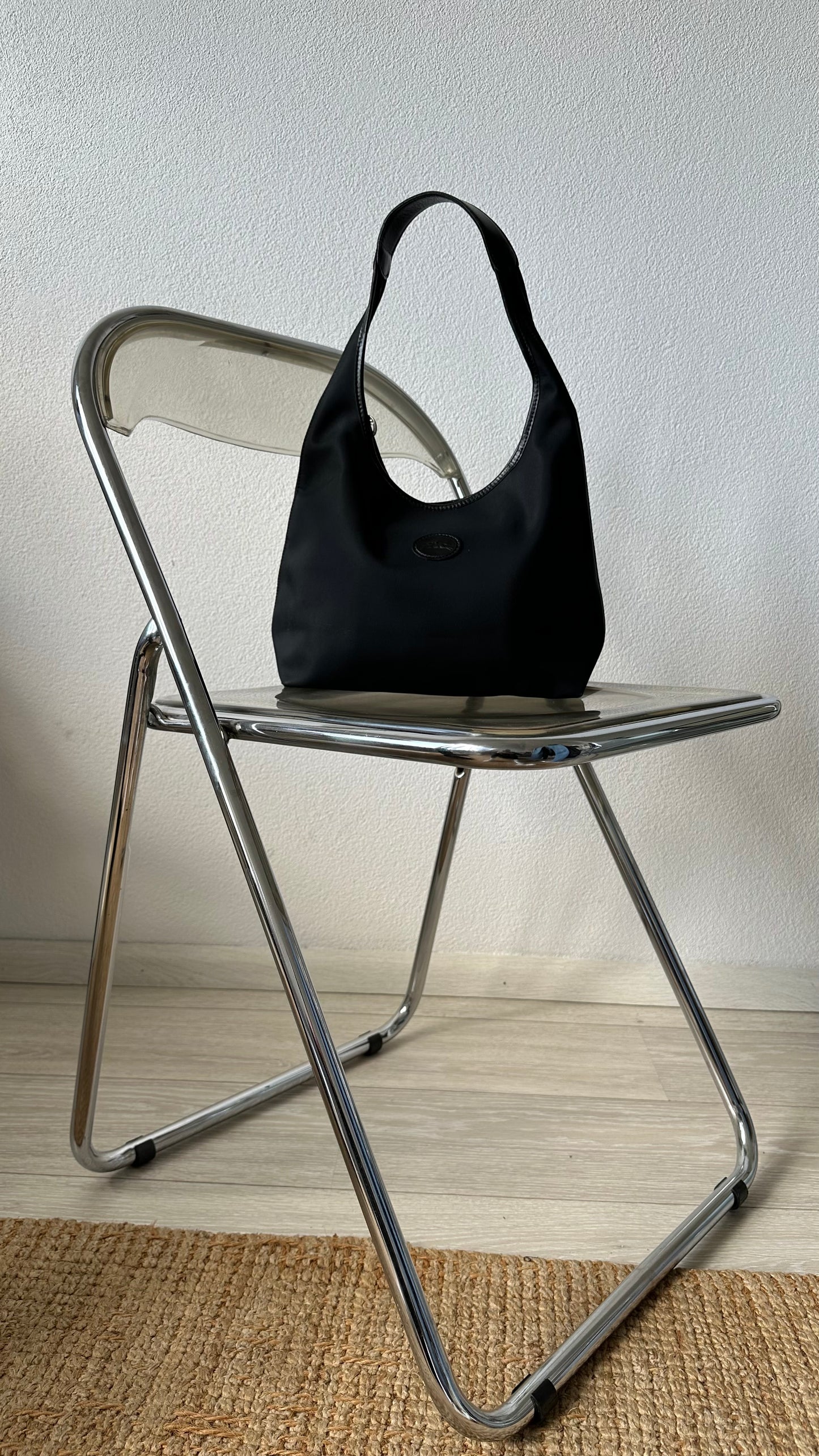 black leather boho longchamp