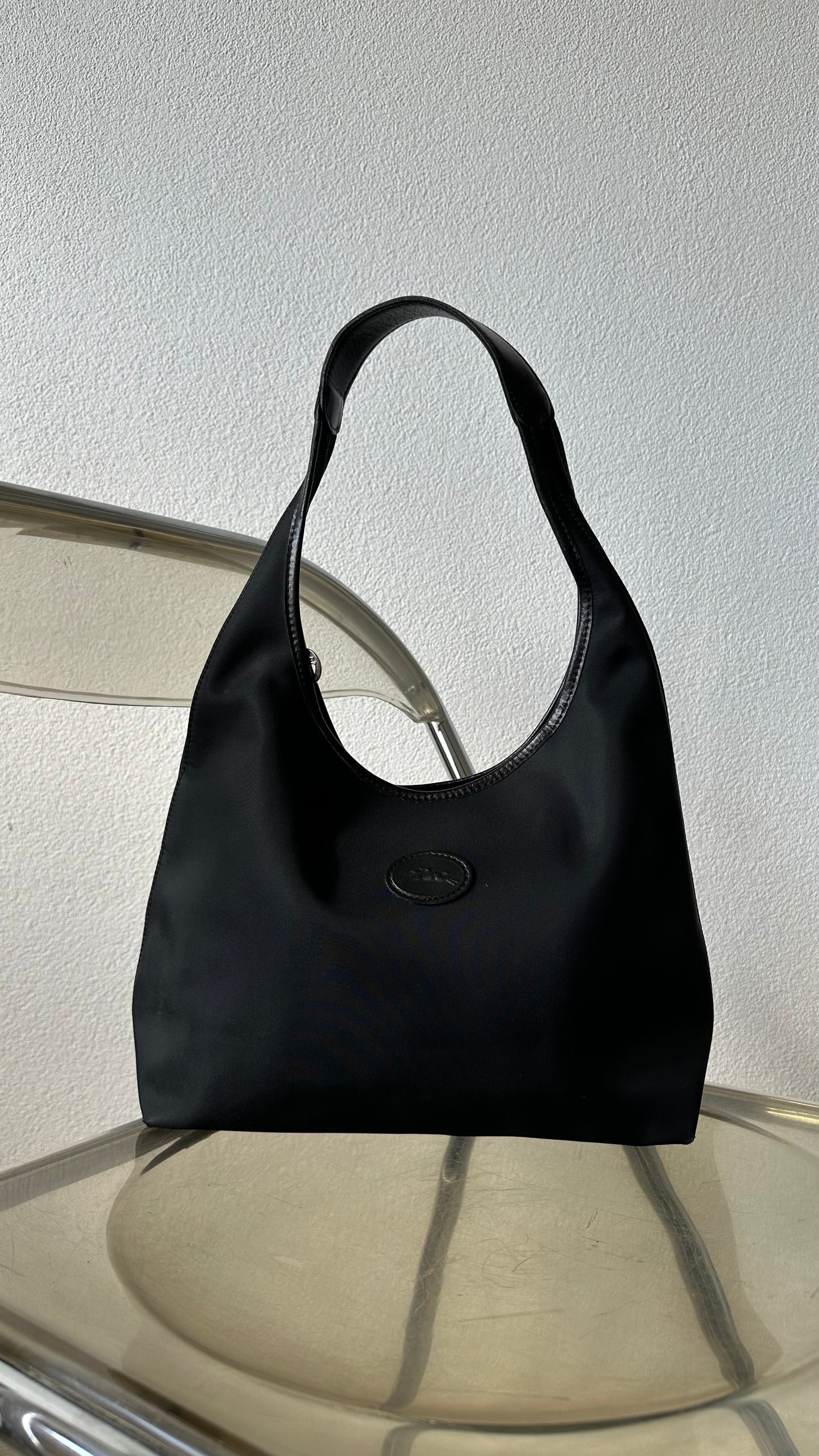 black leather boho longchamp