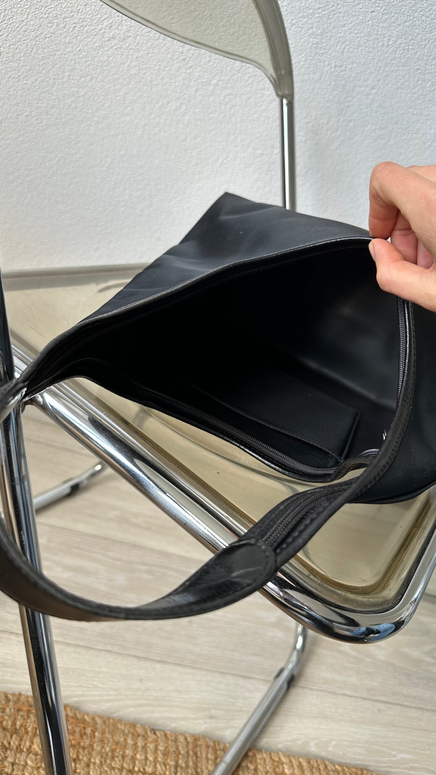 black leather boho longchamp