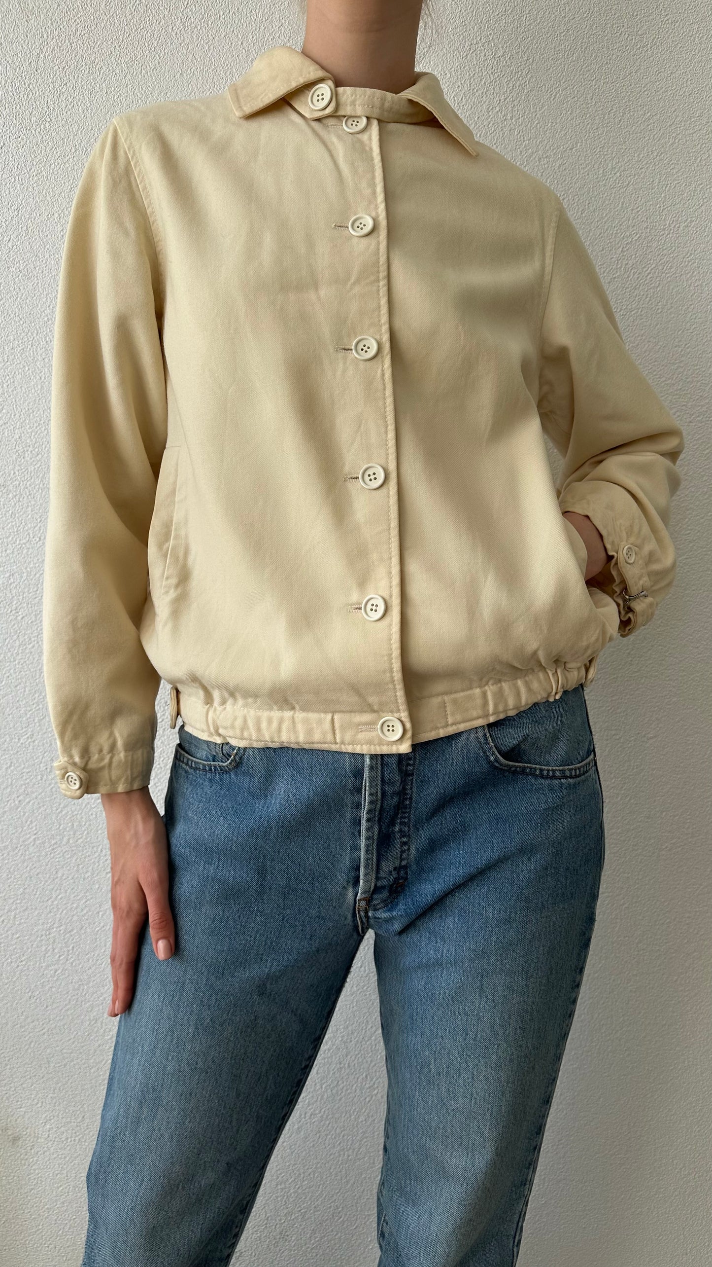 butter yellow wool bomberjacket