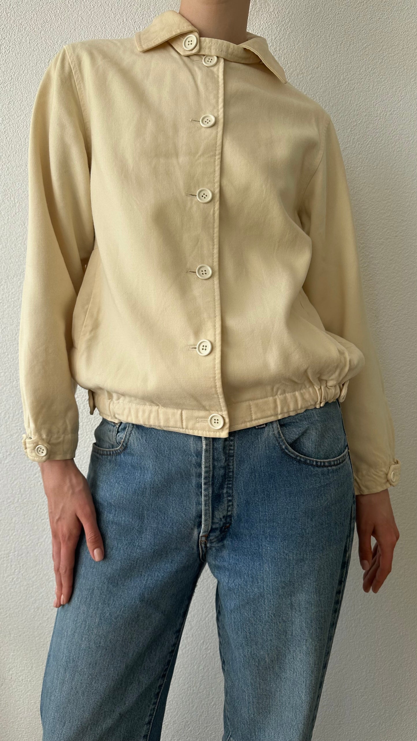 butter yellow wool bomberjacket