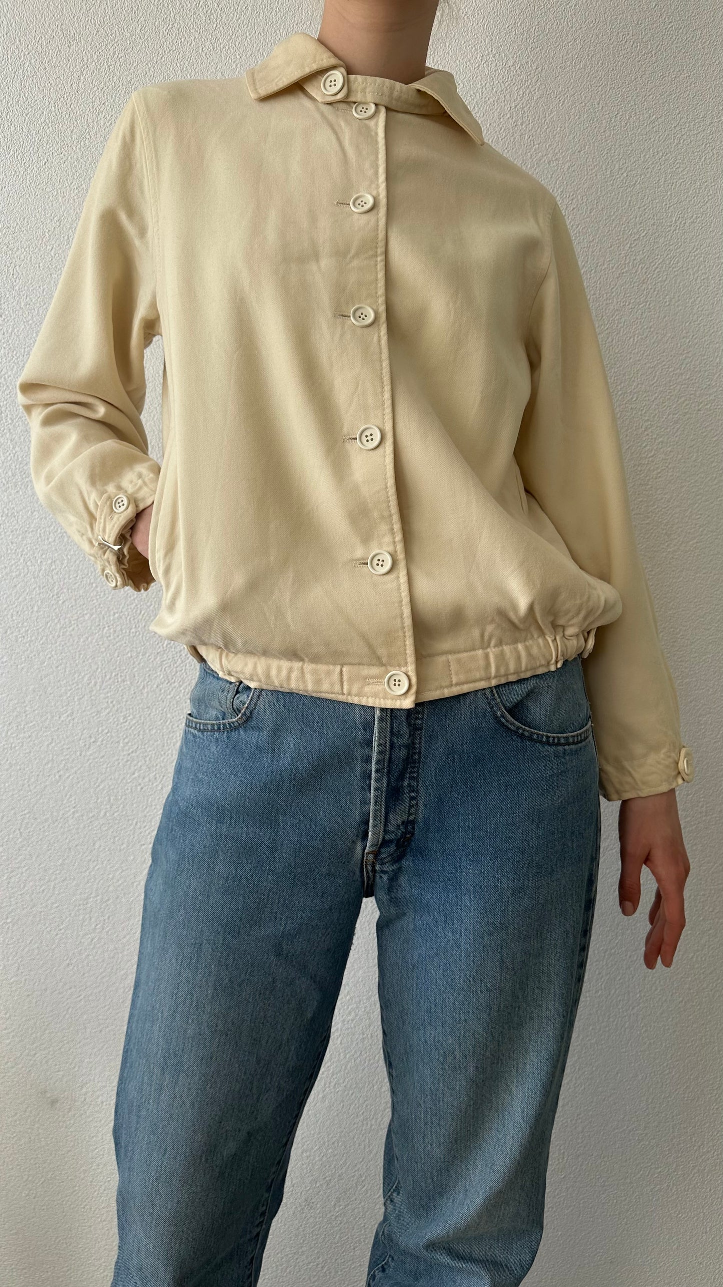 butter yellow wool bomberjacket