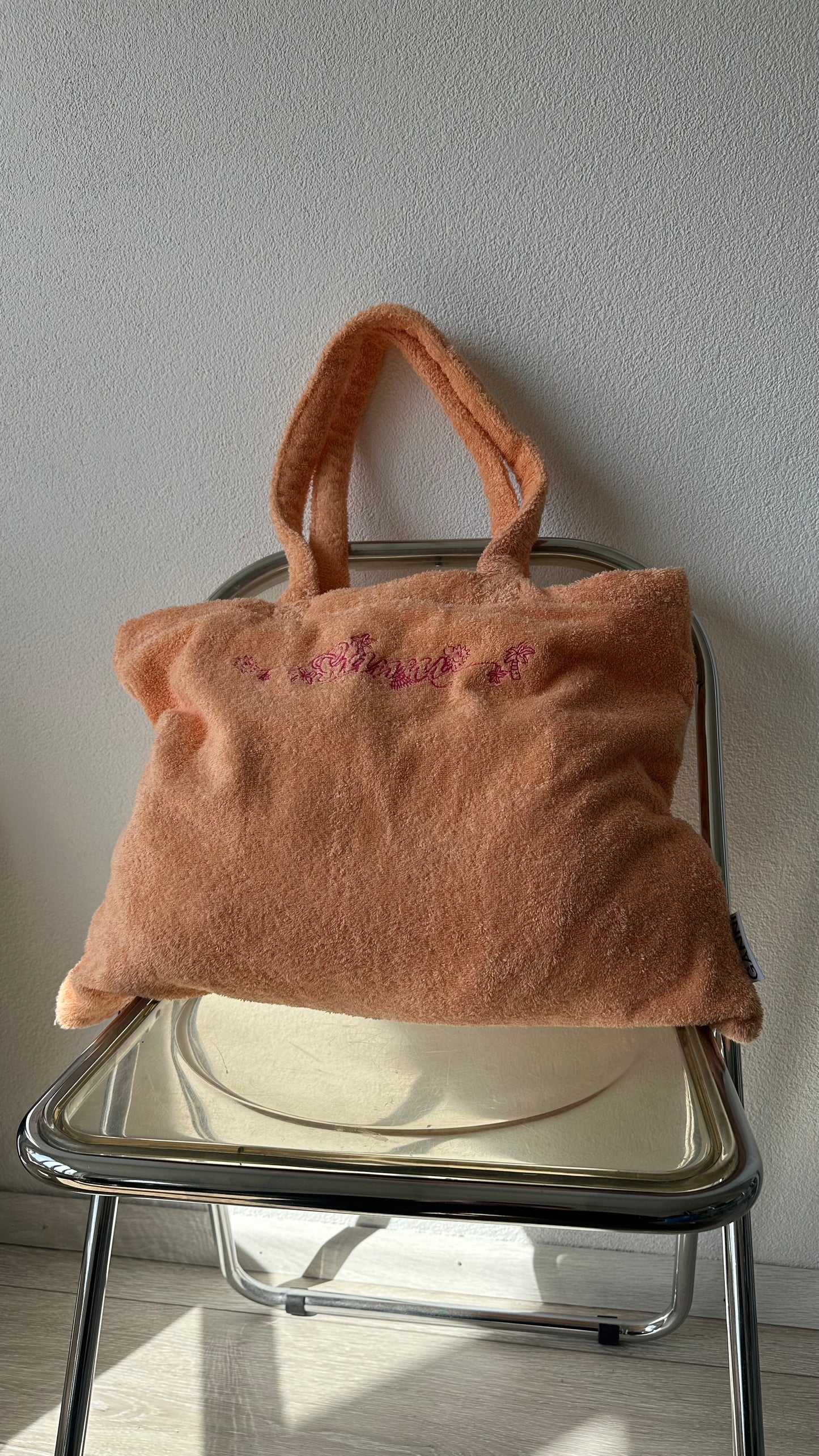 orange Ganni towel beach bag