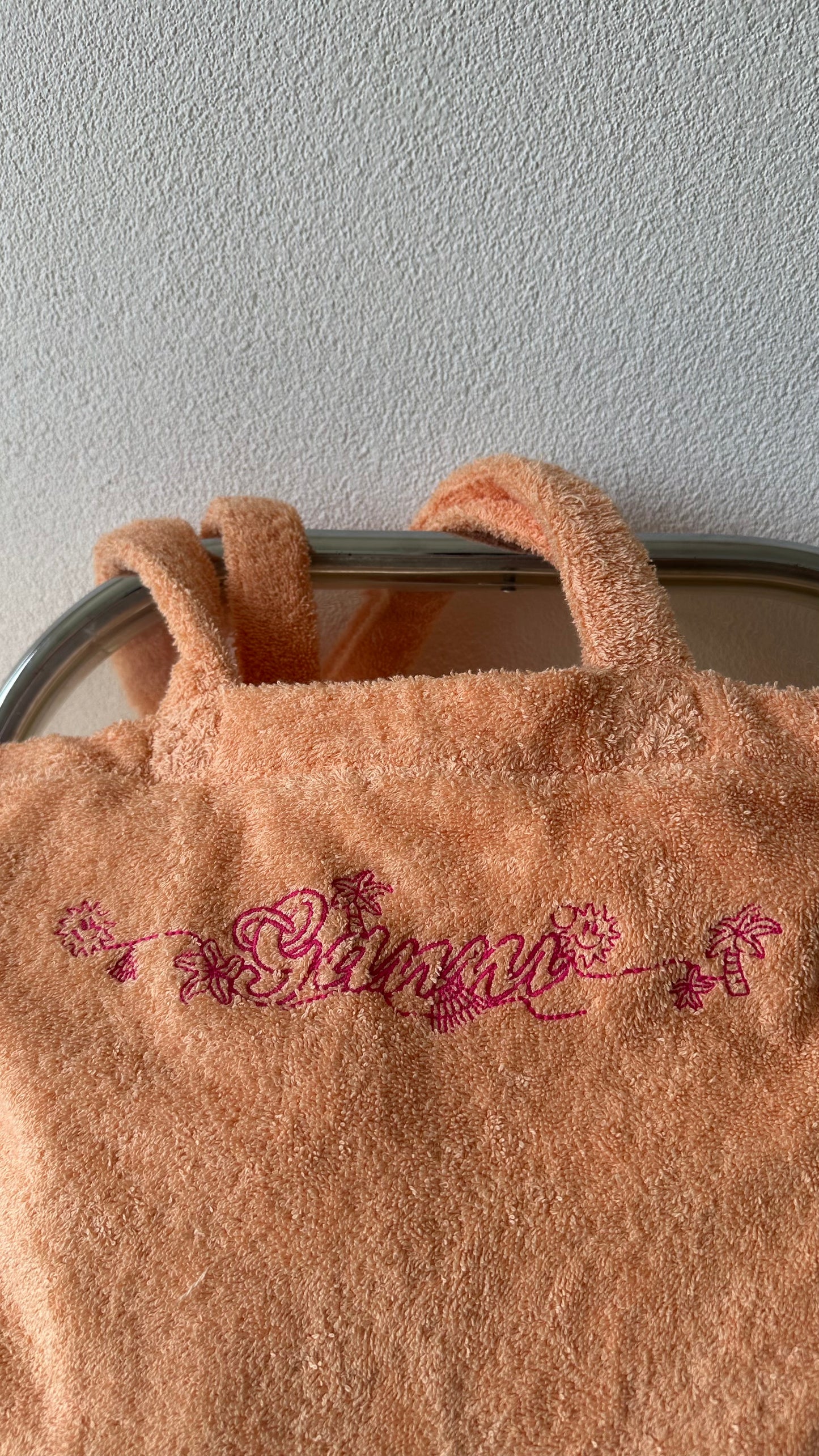 orange Ganni towel beach bag