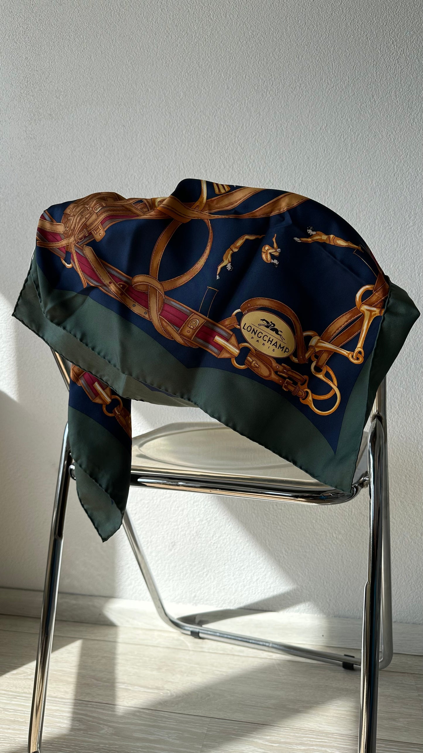 woven tote bag + Longchamp scarf
