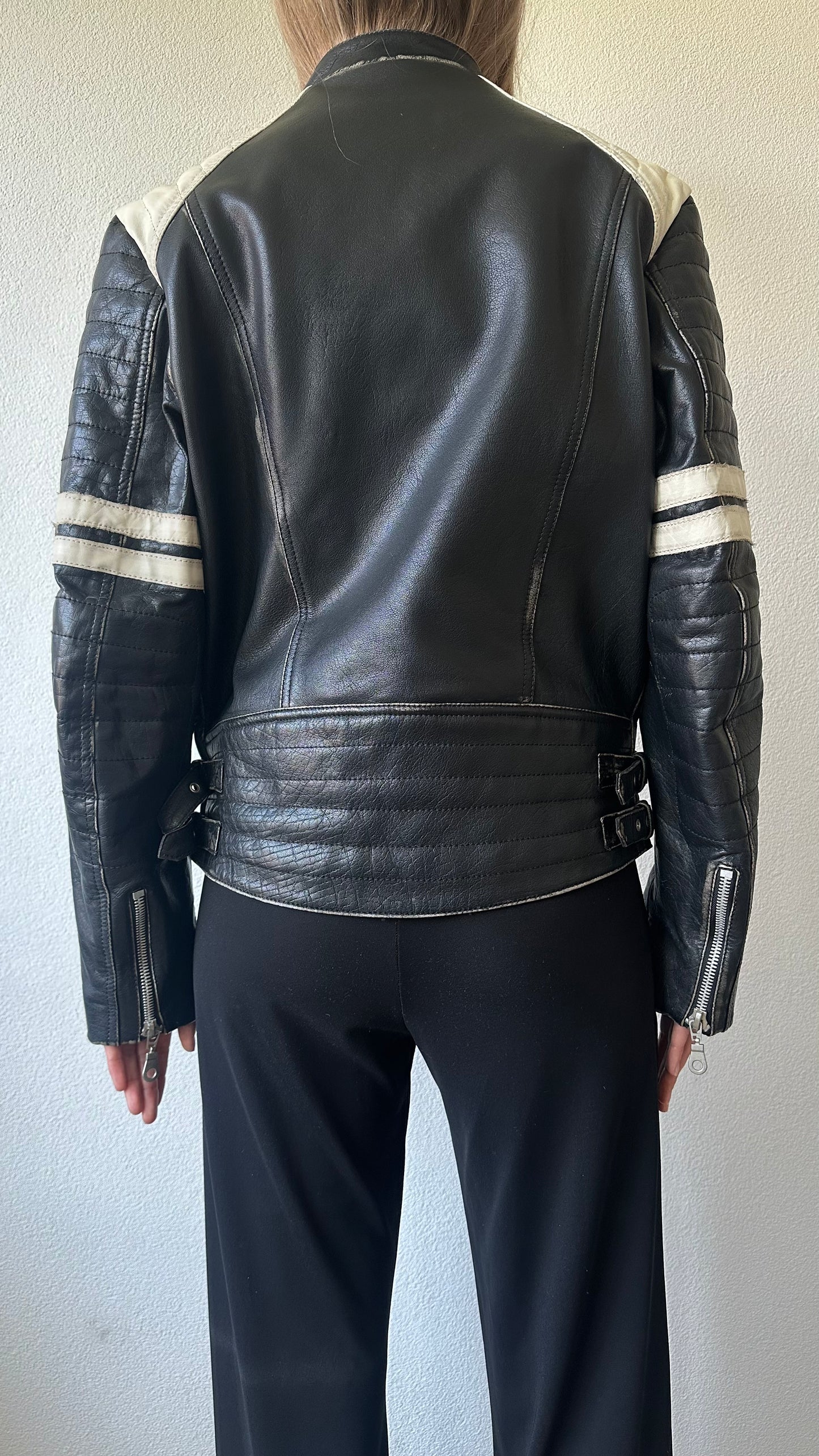vintage leather moto statement jacket