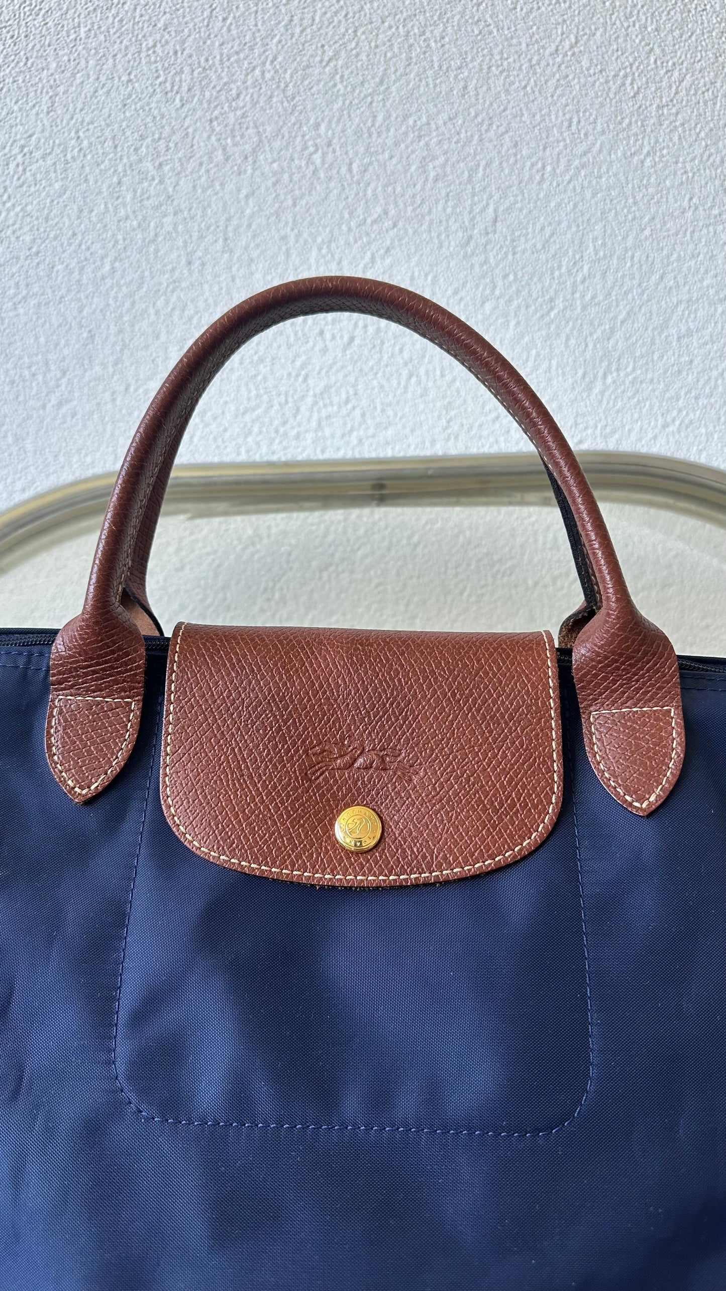 blue Longchamp le pliage size L