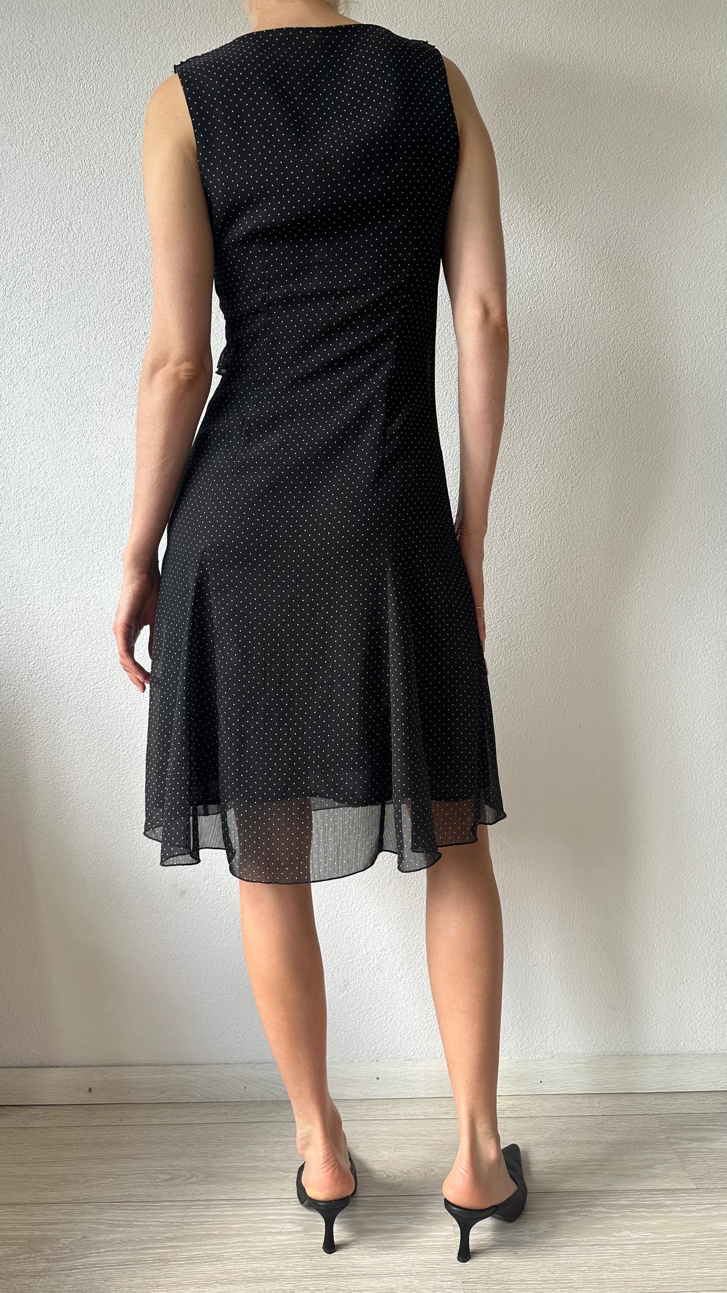 black and white polkadot dress