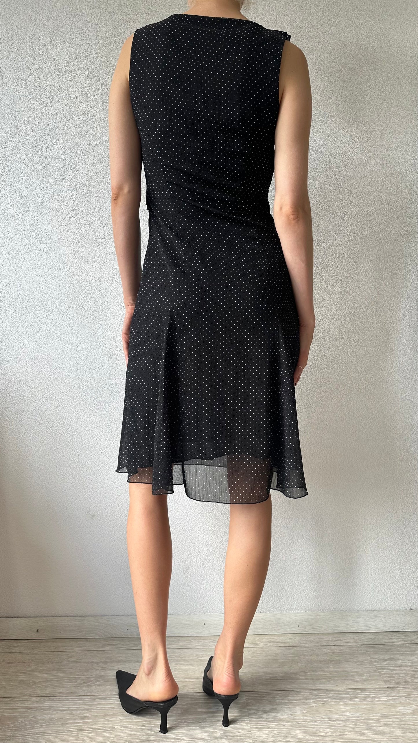 black and white polkadot dress