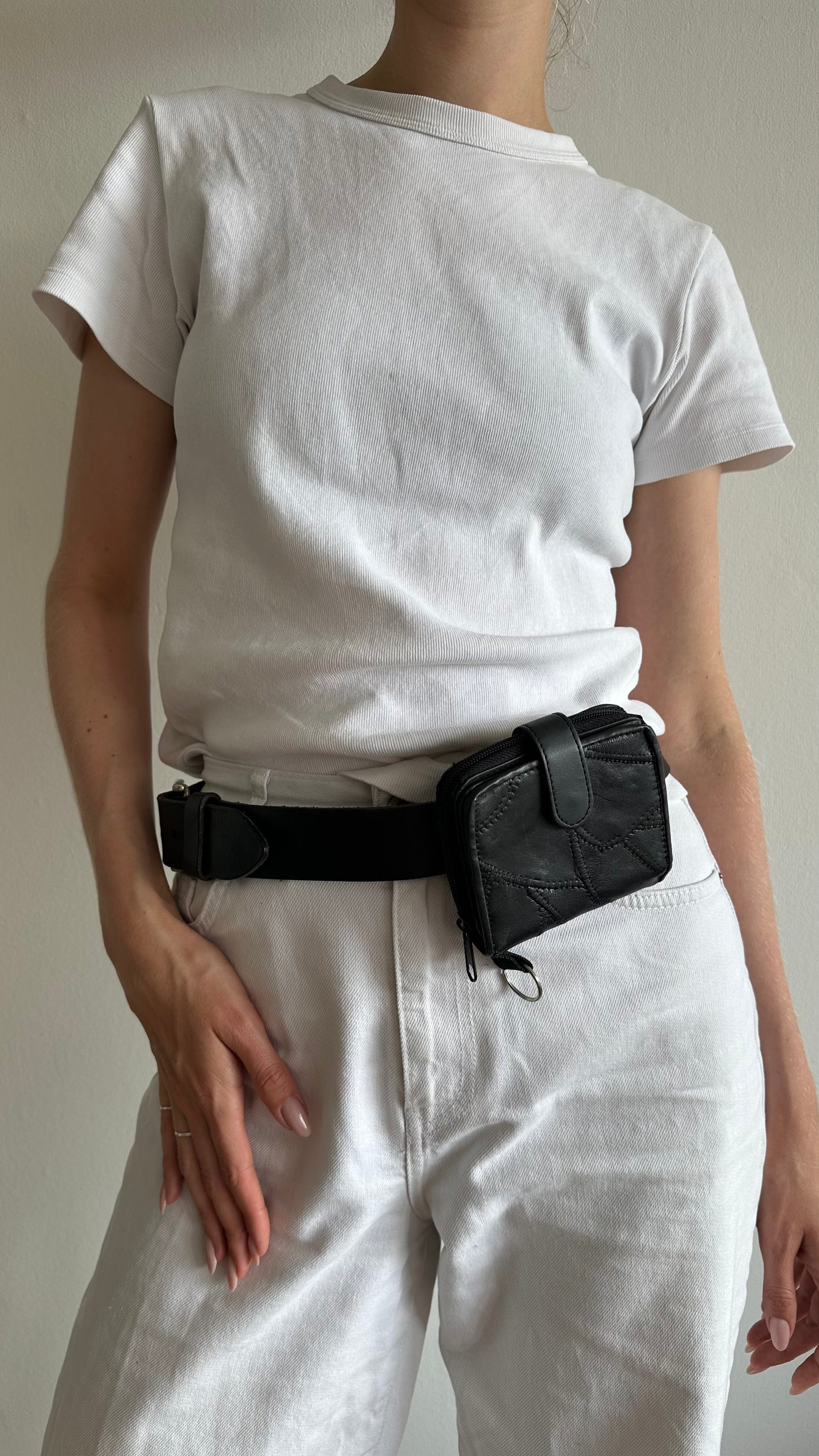 black leather vintage belt bag