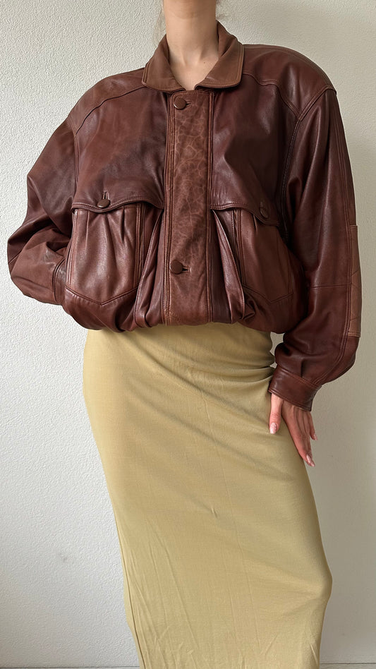 vintage brown oversized bomberjacket