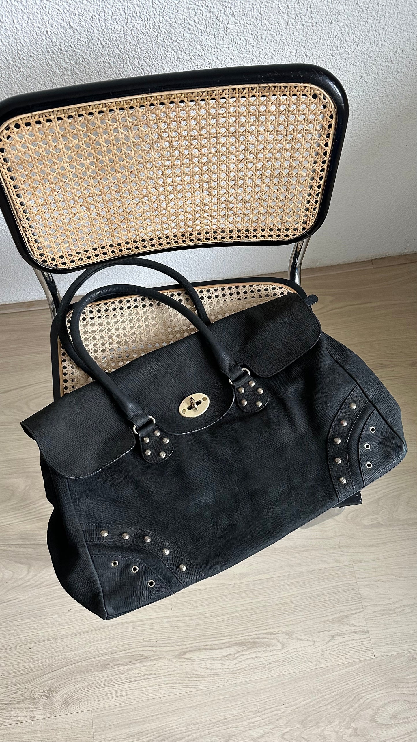 black leather weekend bag muldooney’s