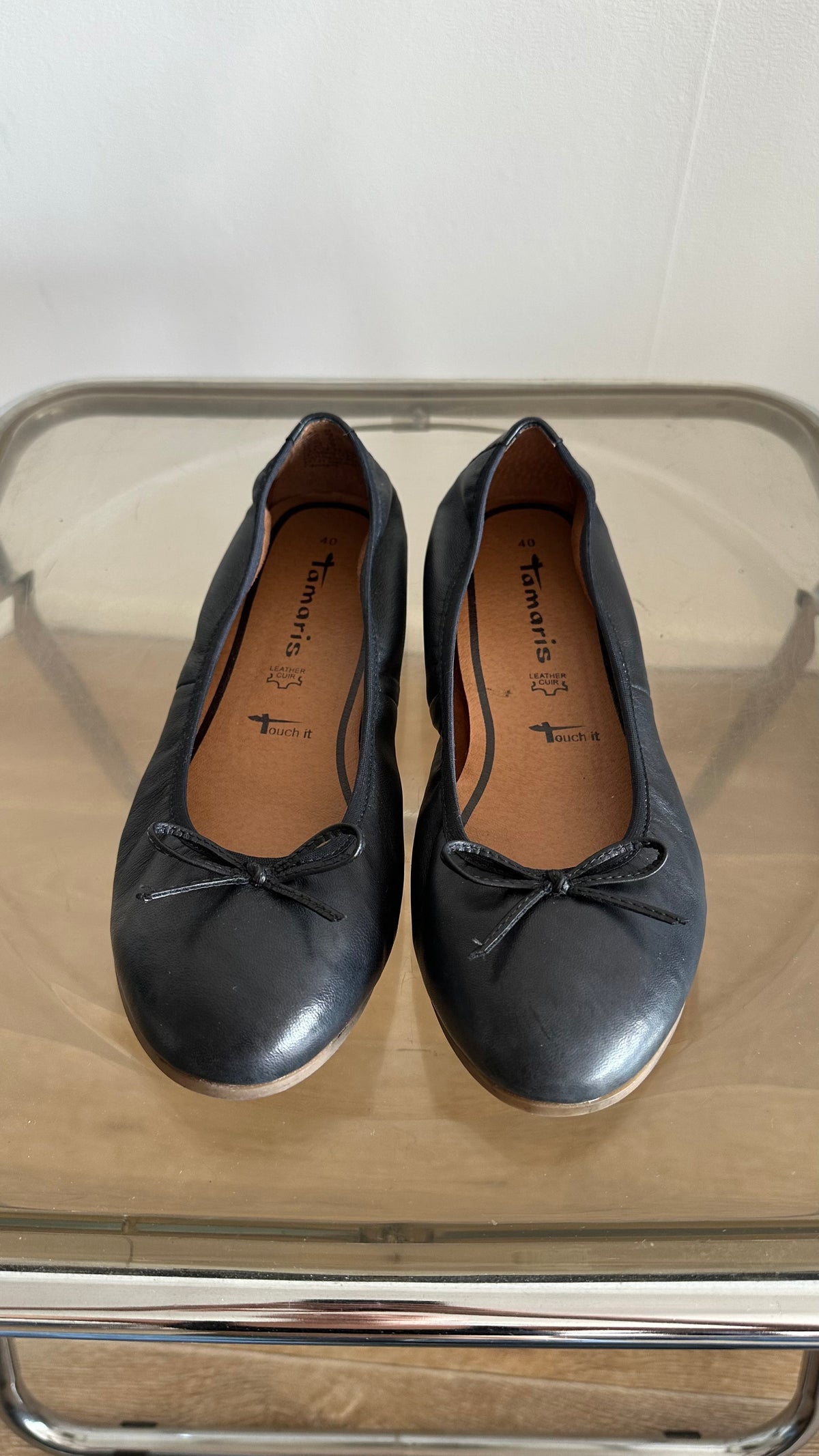 dark blue black ballet flats tamaris