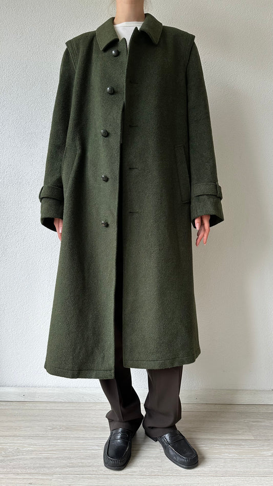 wool Lodenfrey vintage green coat with statement shoulders