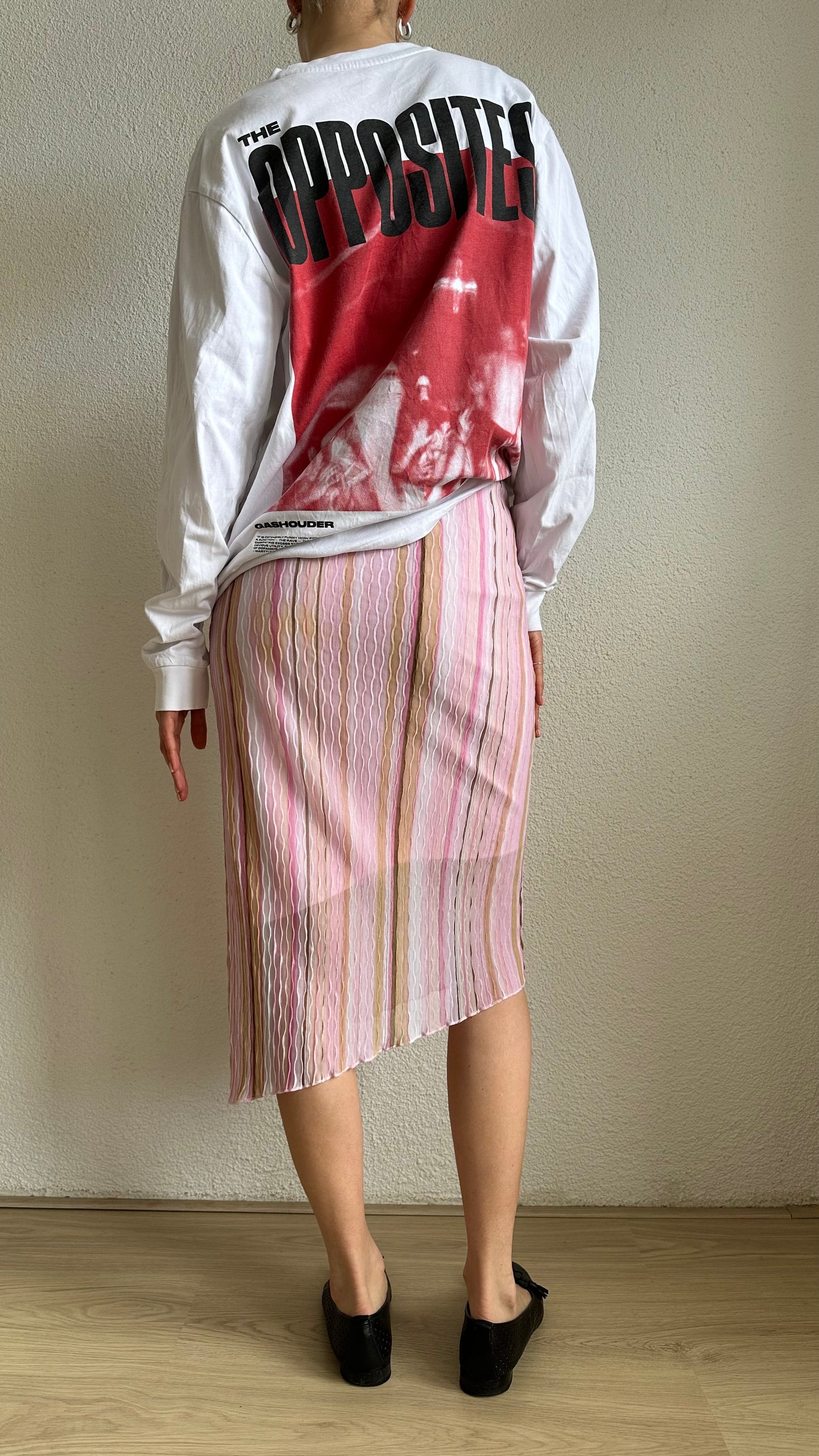 pink asymmetrical vertical striped carrie skirt