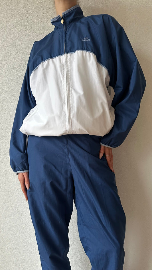 vintage Adidas zip-up tracksuit dark blue with white details