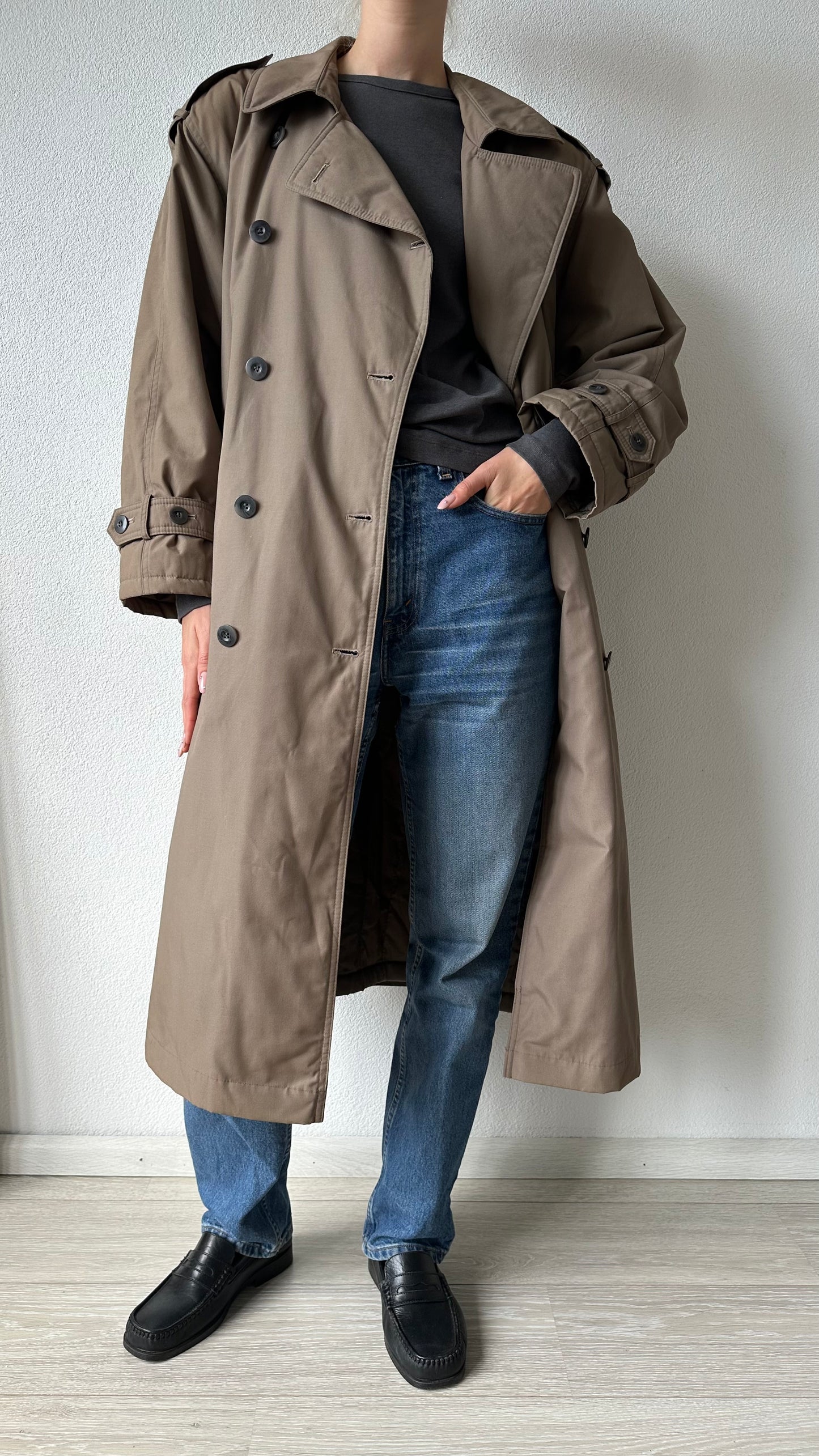 vintage brown cotton trenchcoat