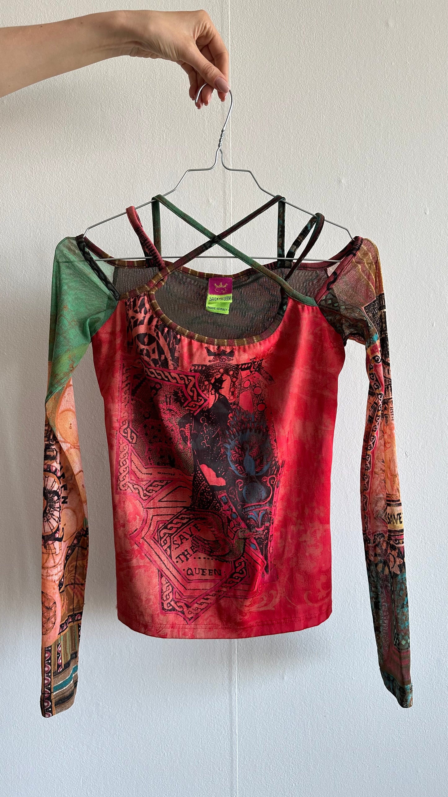 save the queen mesh top y2k 2000