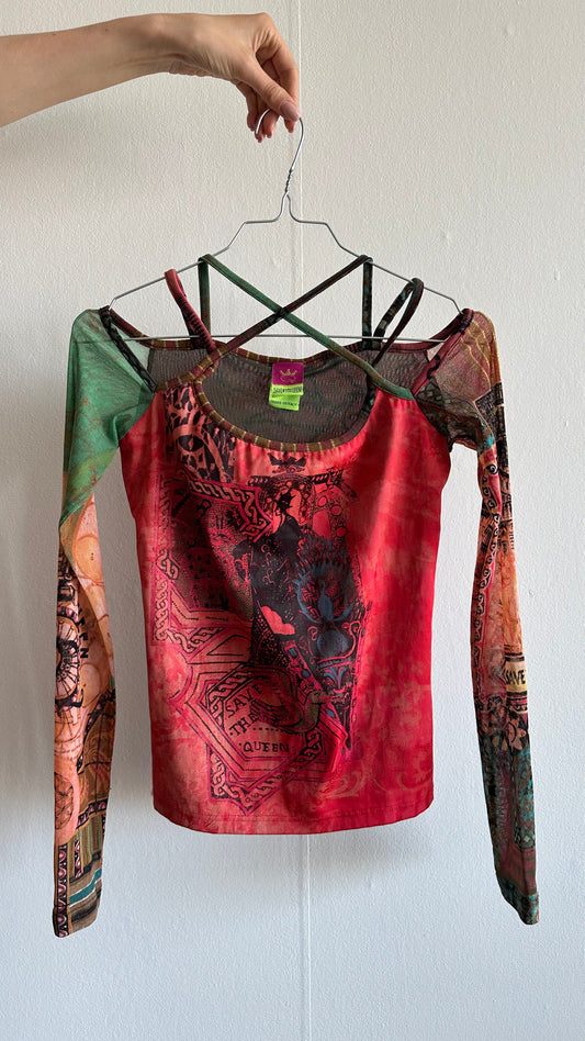 save the queen mesh top y2k 2000