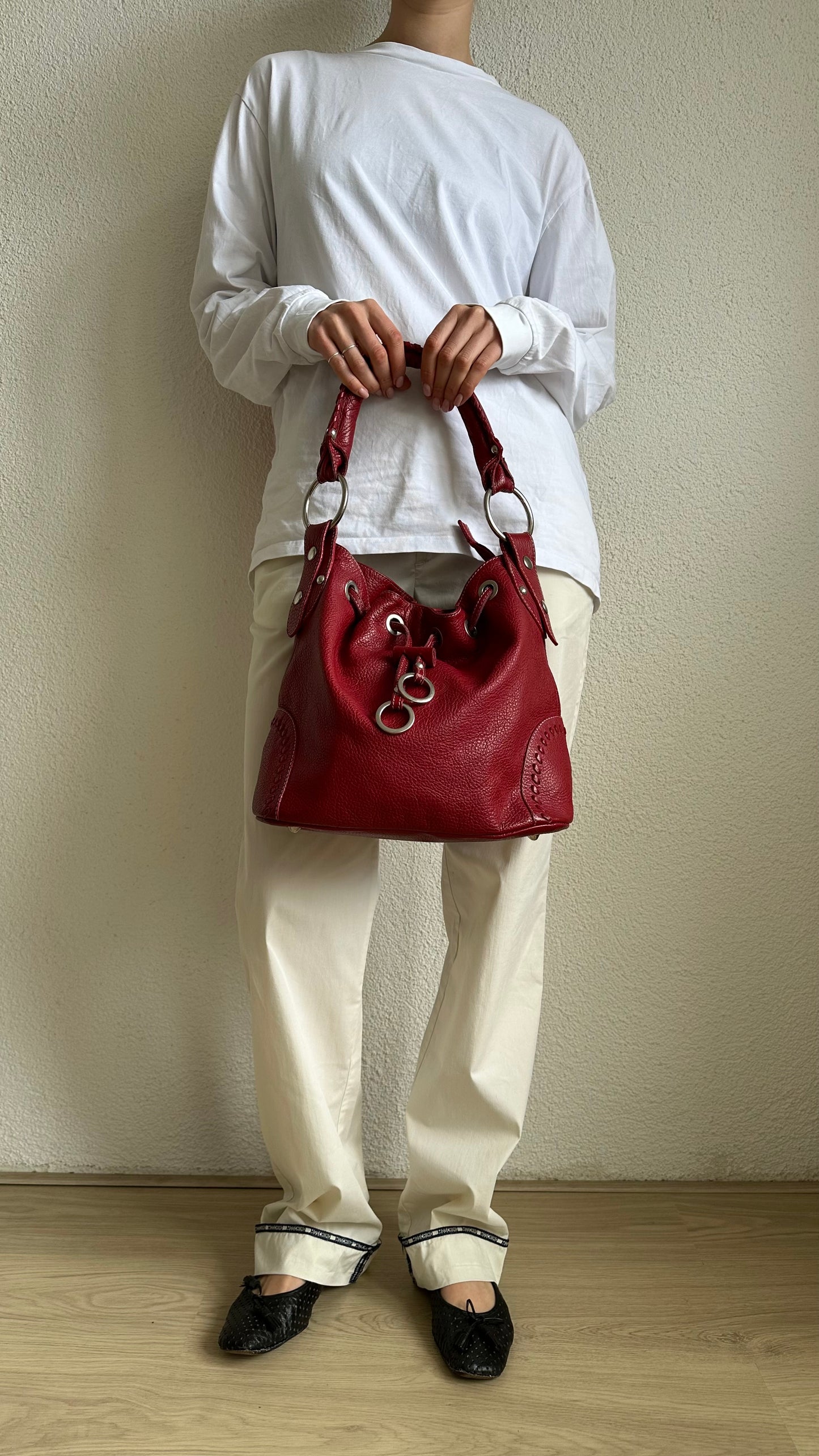 red leather tods hobo shoulderbag