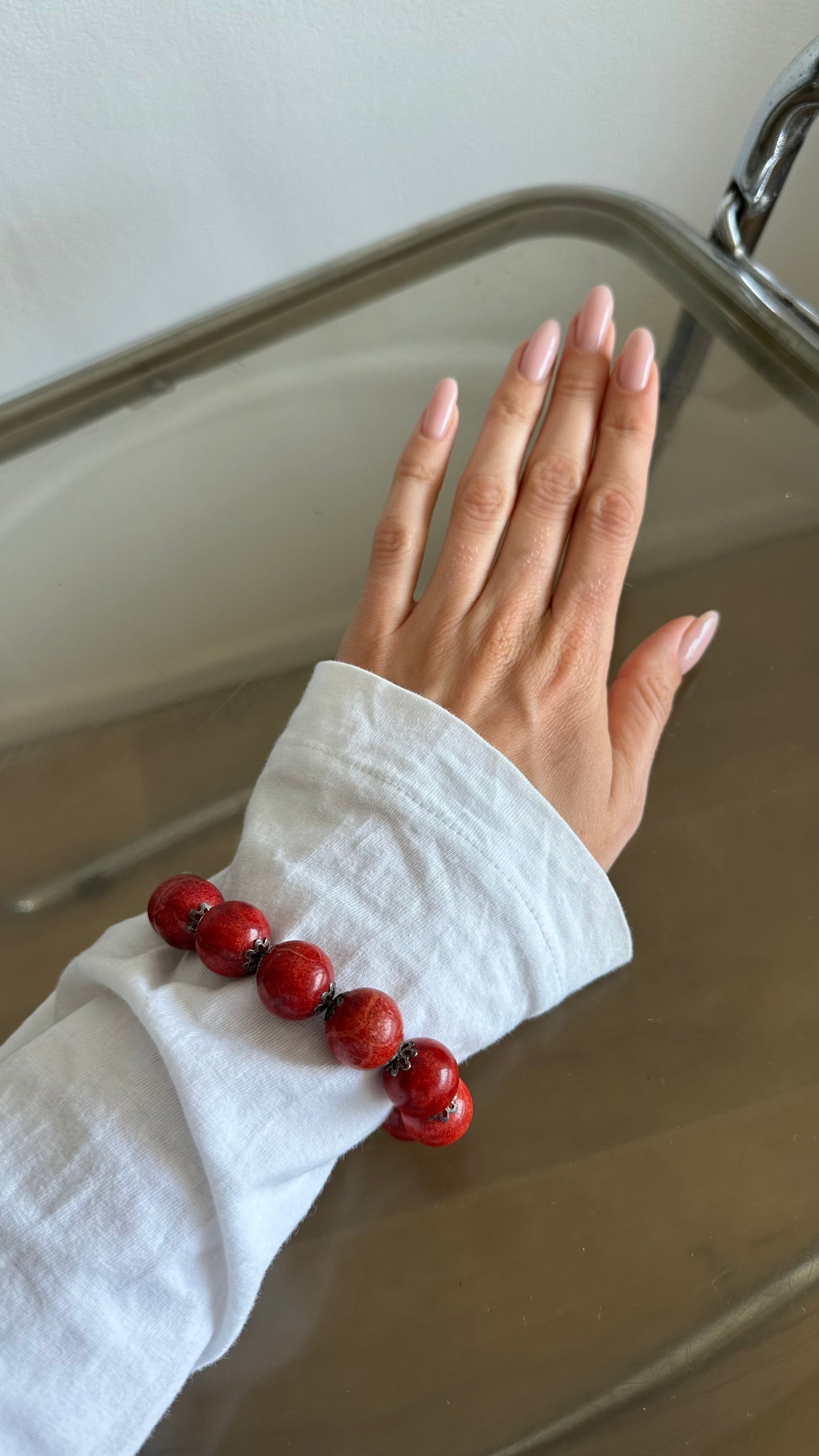 red foam coral gemstone bracelet