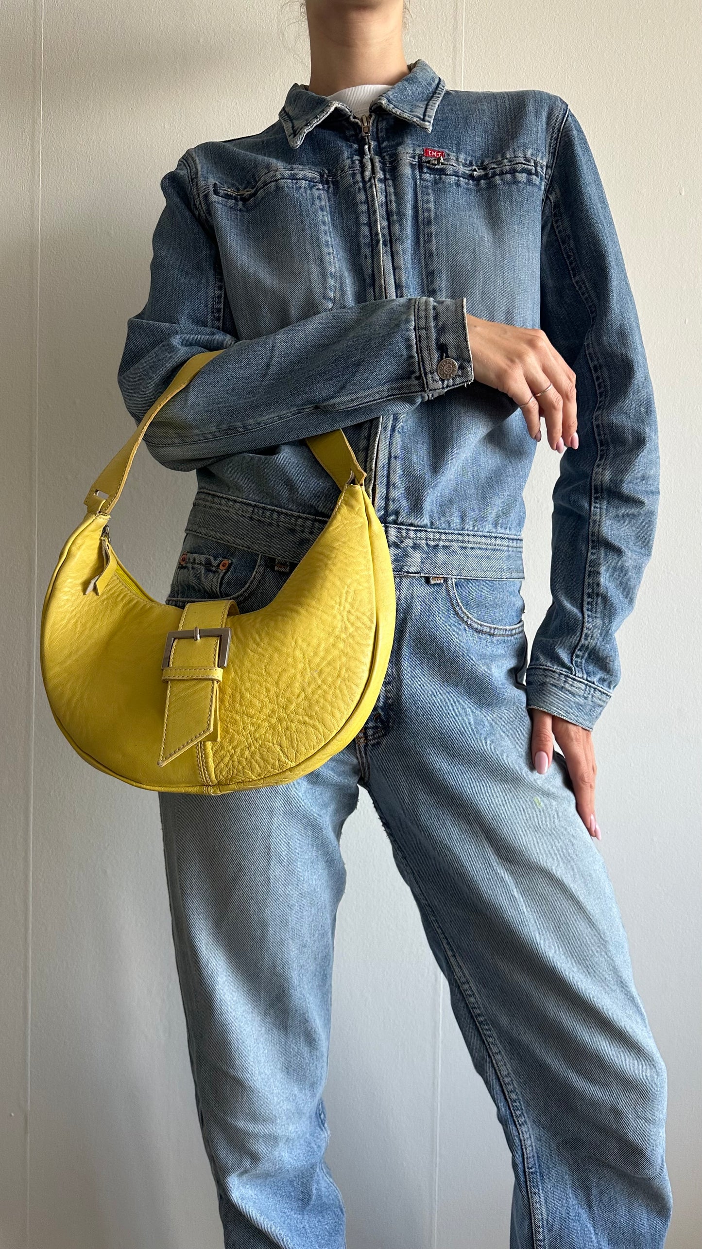 soft leather yellow shoulderbag