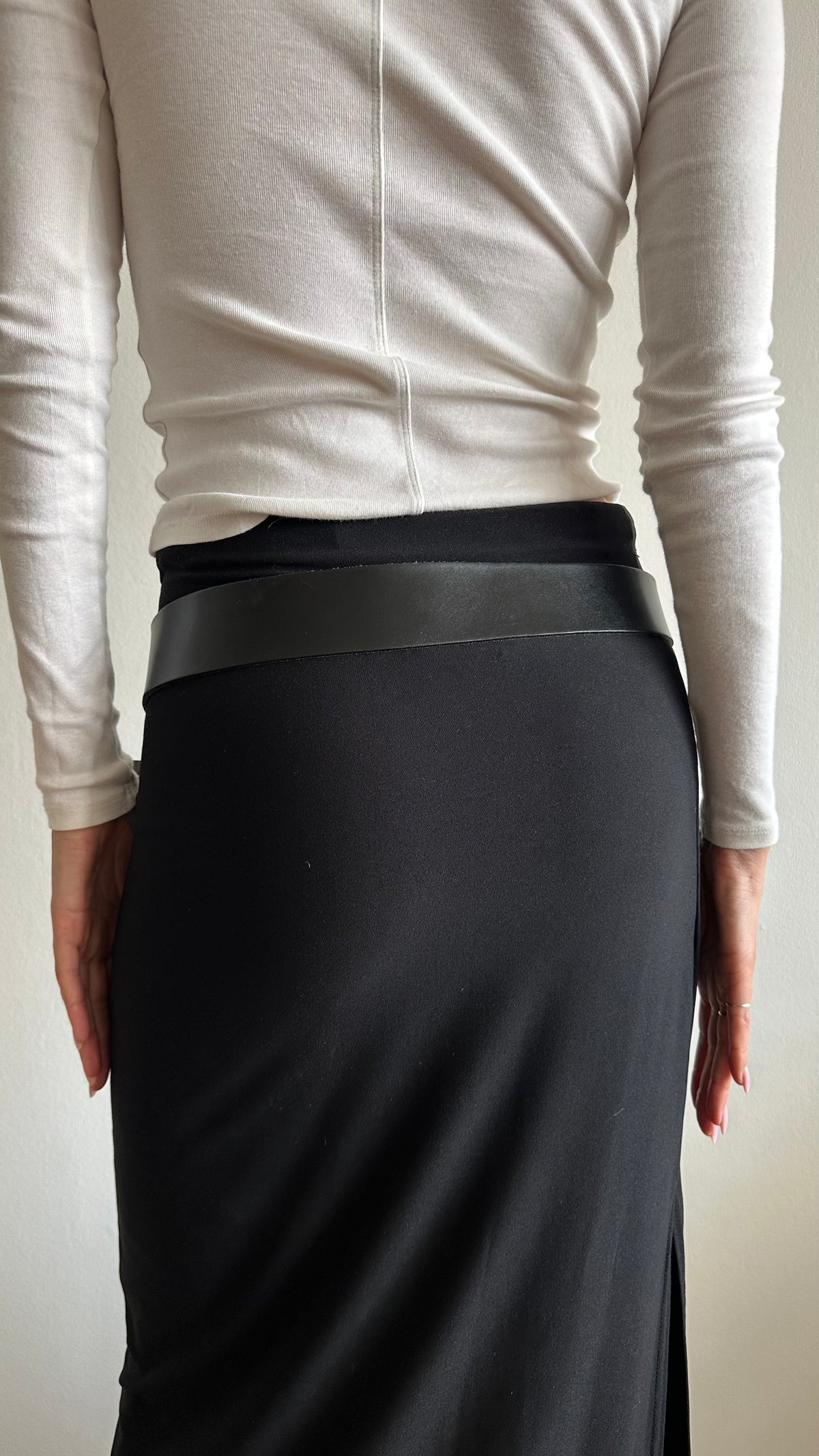 black leather statement belt