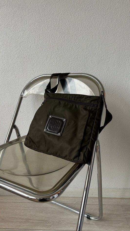 longchamp green nylon crossbody bag