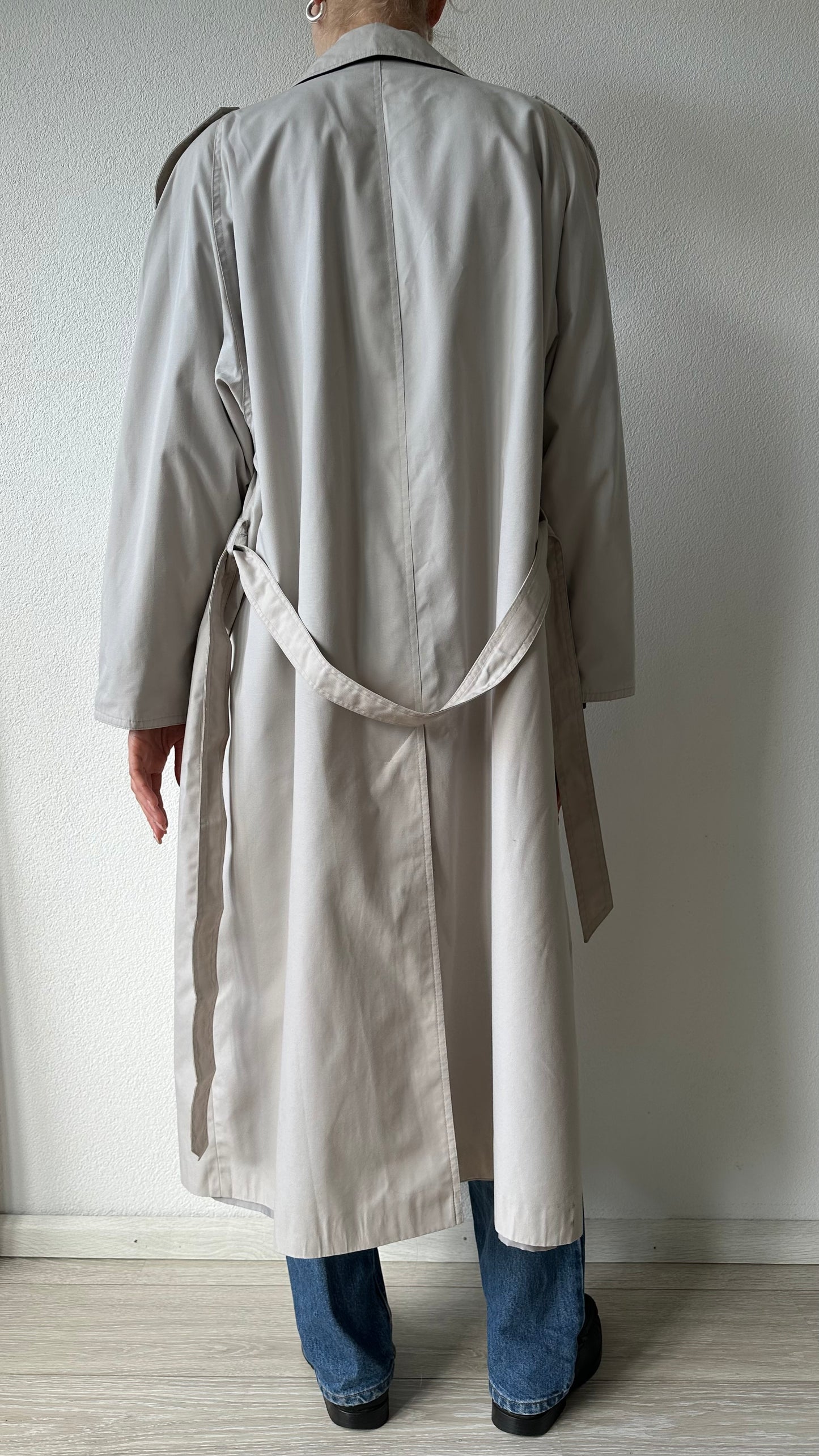 beige vintage button up trenchcoat