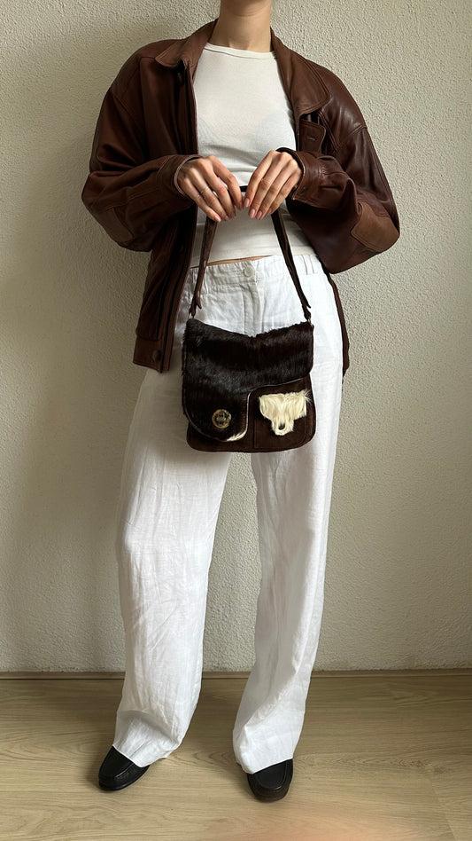 cowhide leather adjustable shoulderbag
