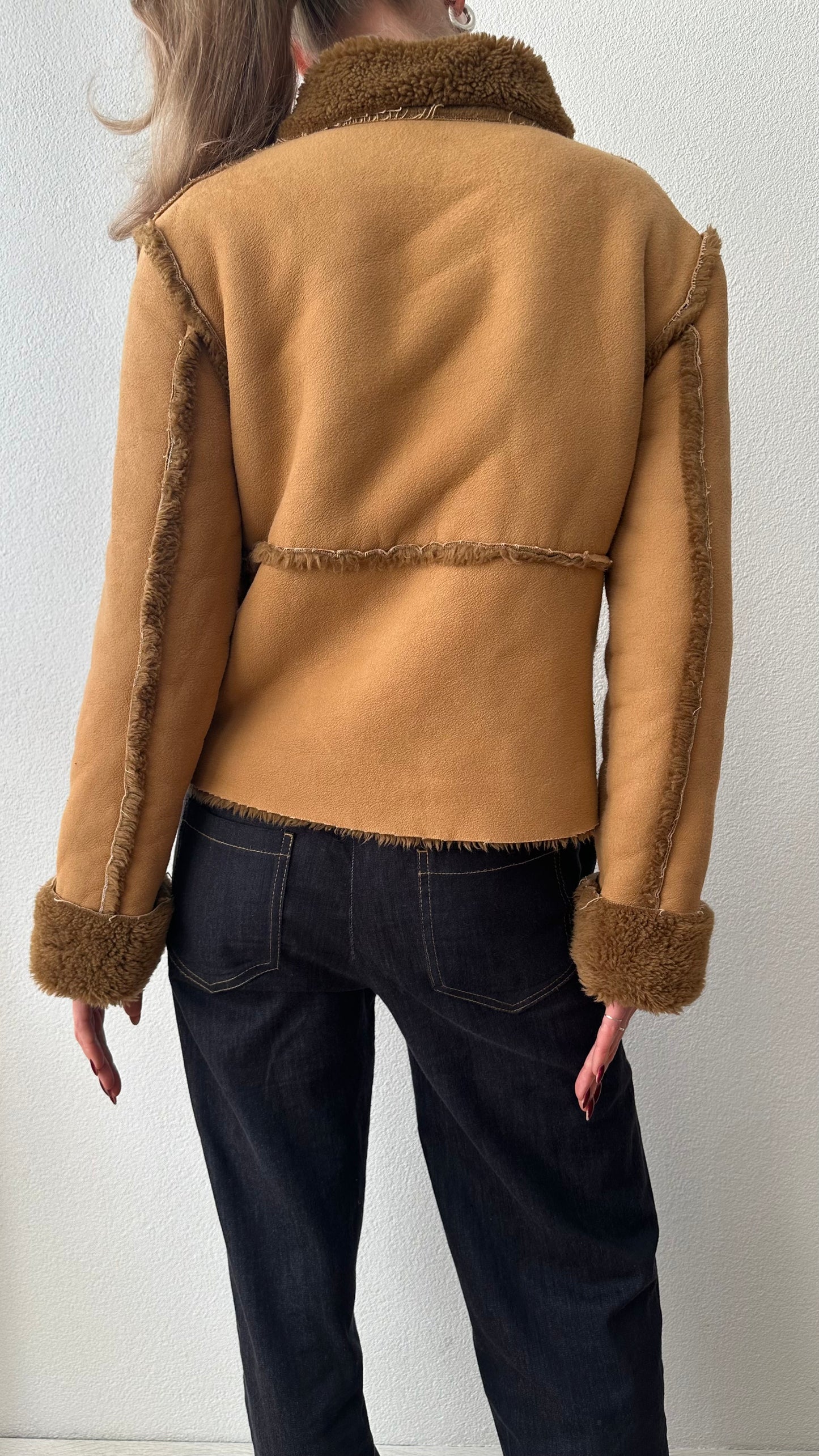 vintage camel faux shearling coat