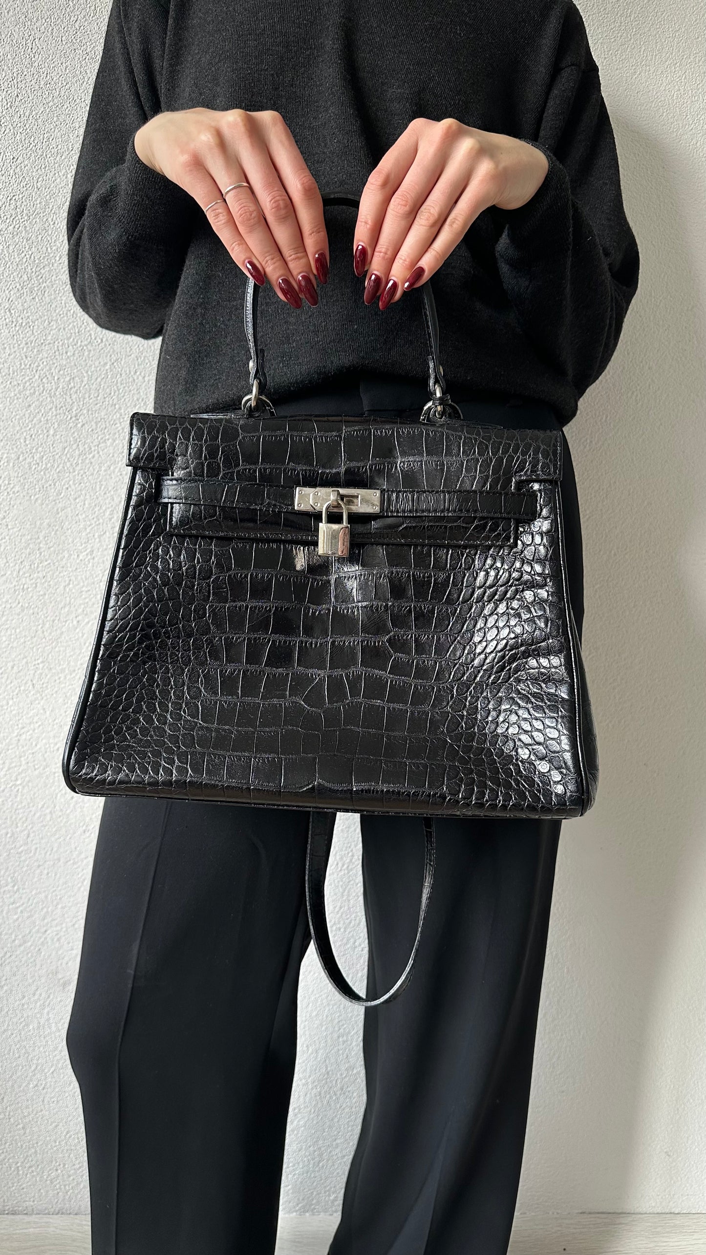 black croco leather bag by Pañalva Madrid