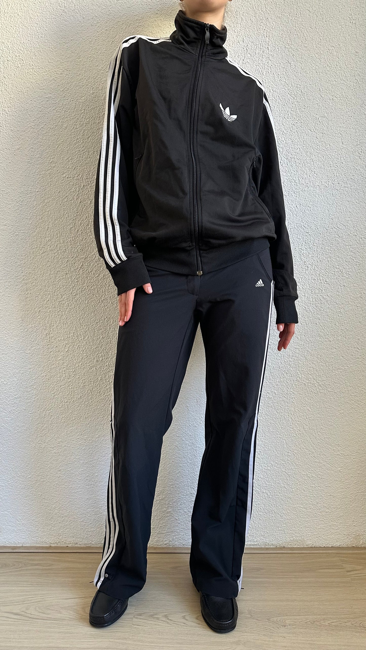 vintage Adidas trackpants black and white stripes