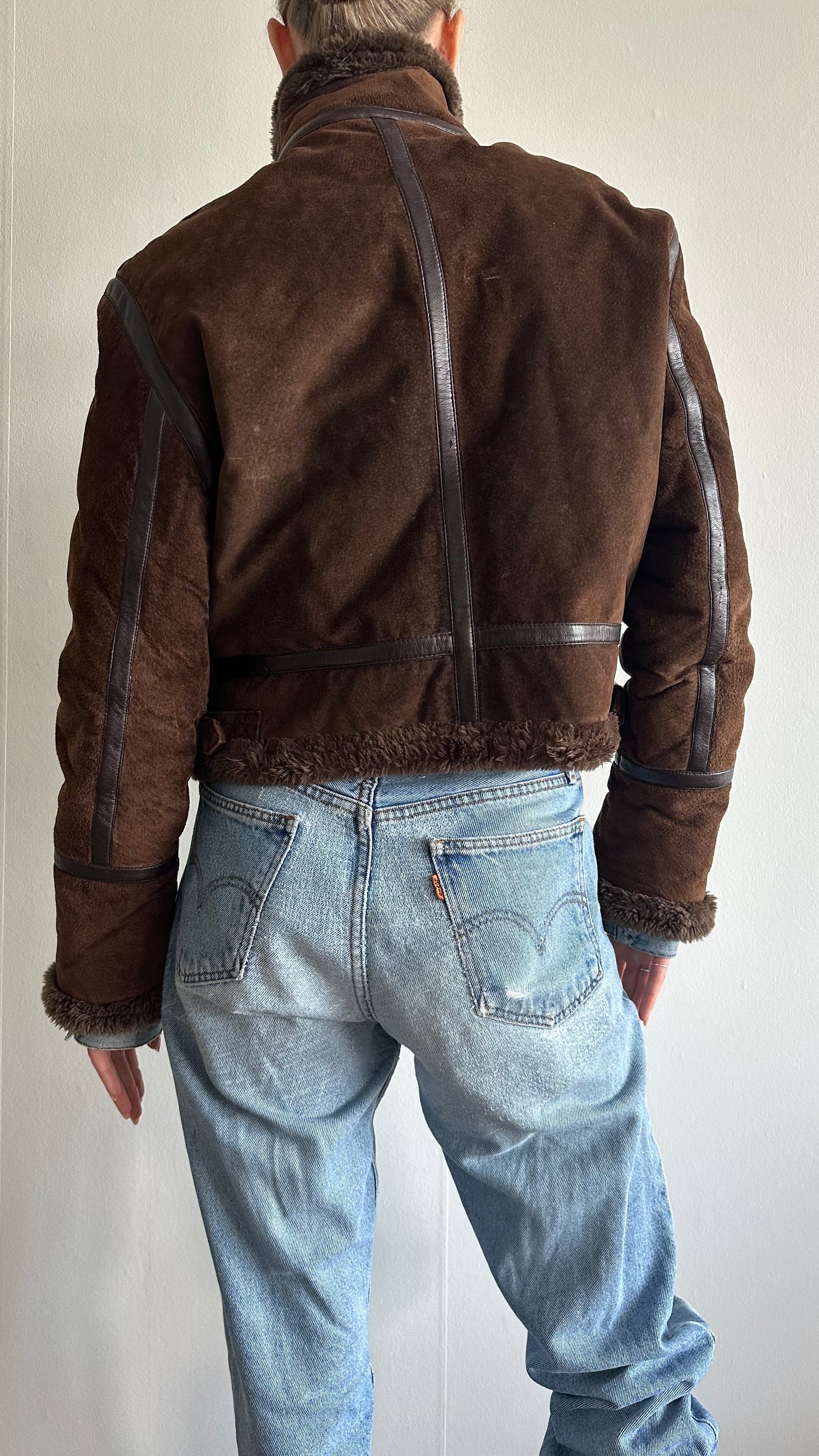Special link for Nina- brown real suede faux lammy