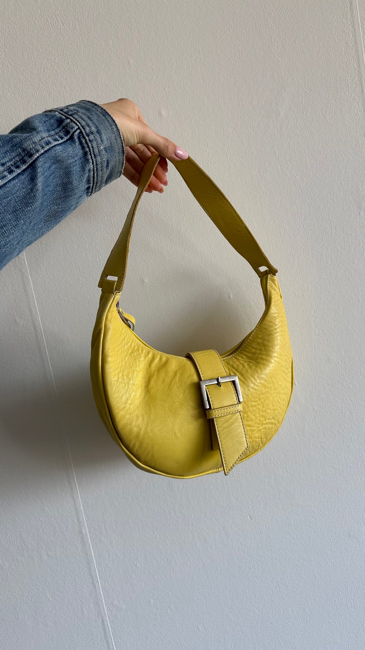 soft leather yellow shoulderbag