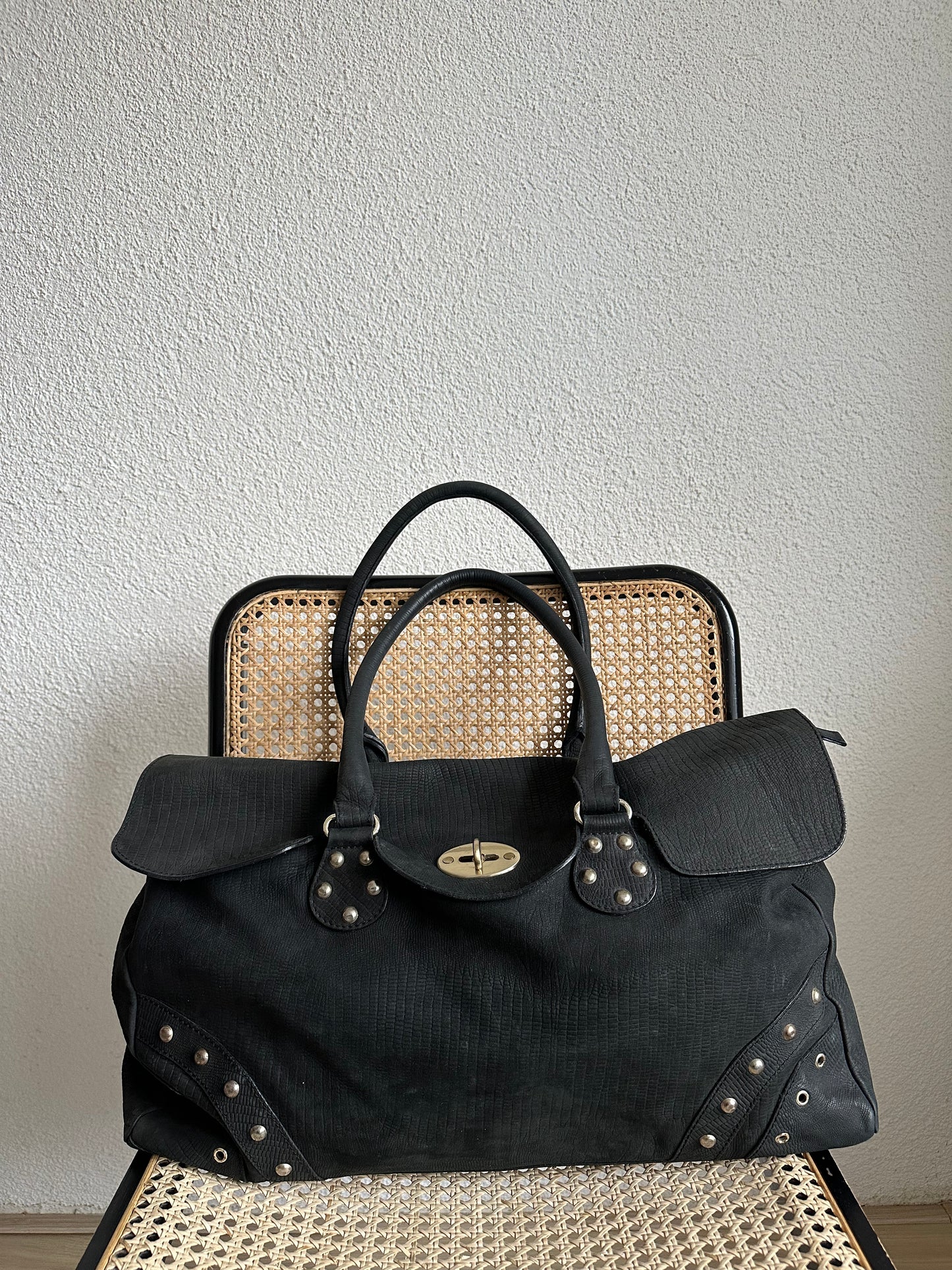 black leather weekend bag muldooney’s