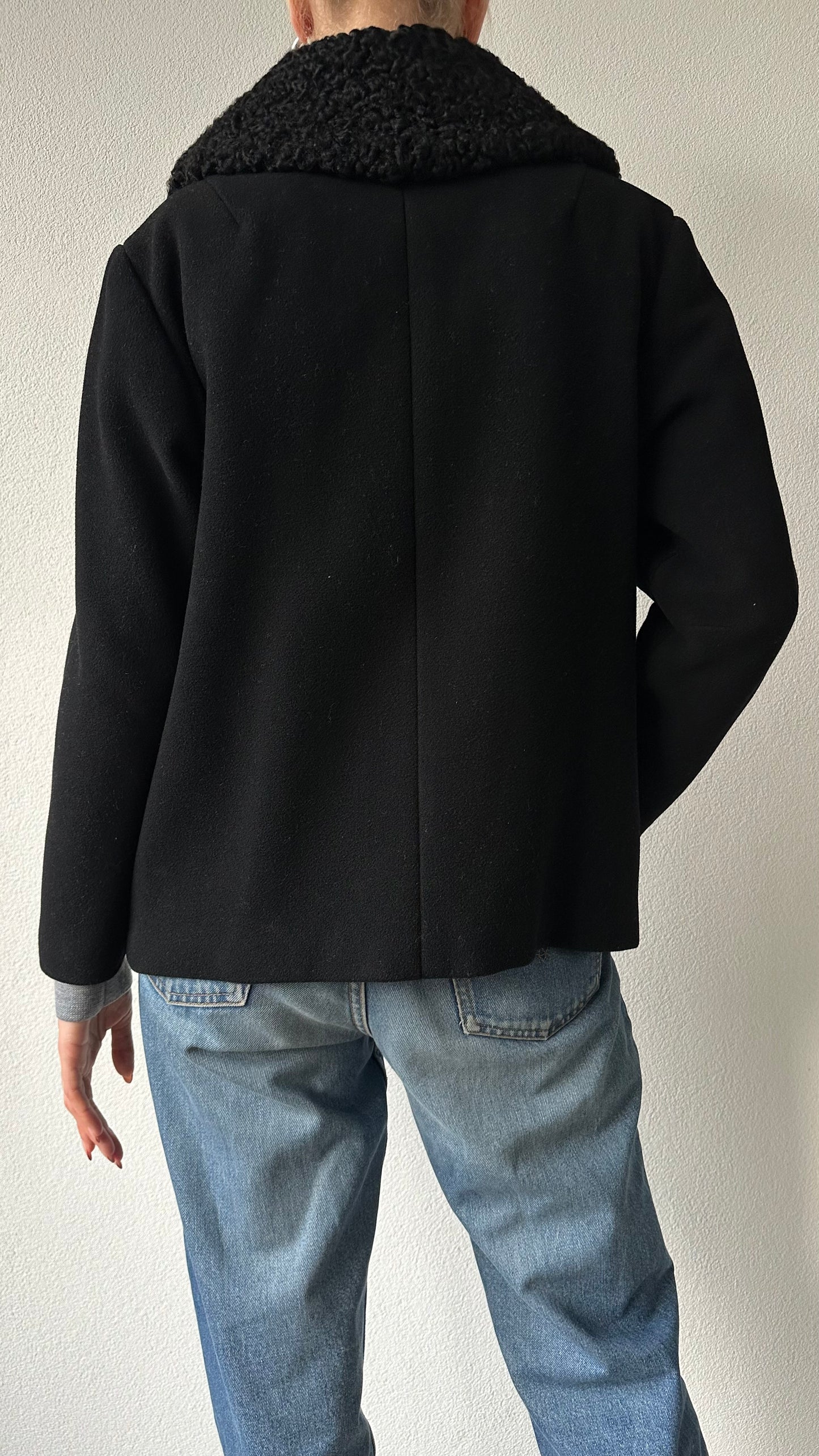 wool vintage black coat sheep collar