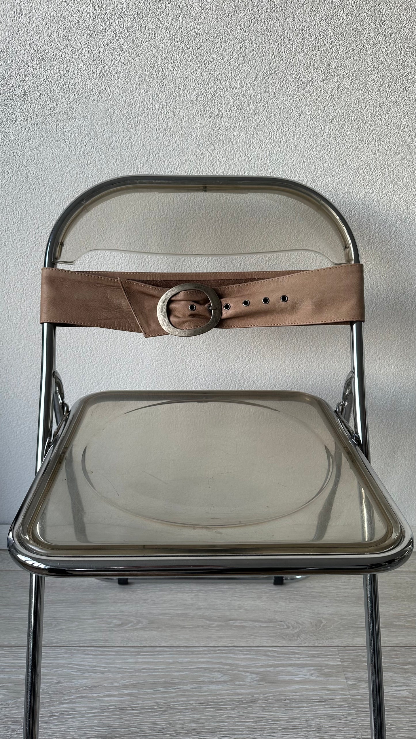 wide vintage leather belt beige