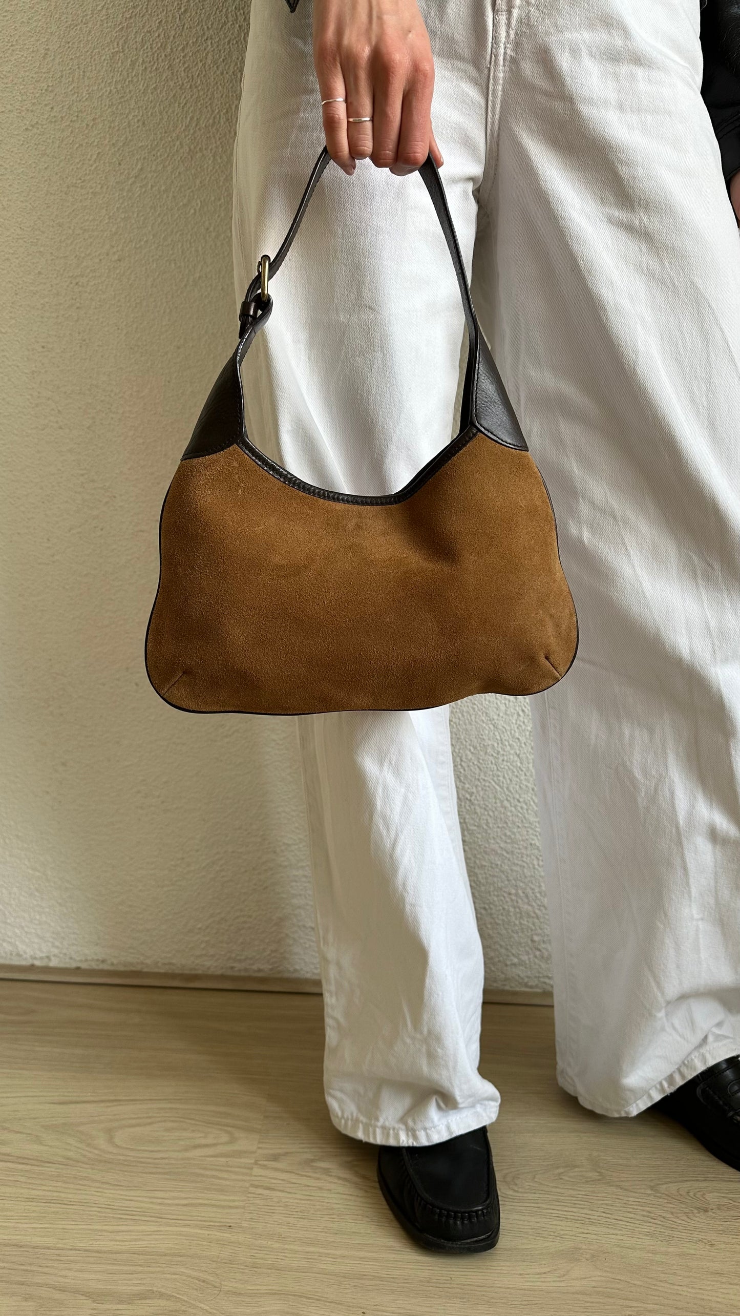 banana republic brown suede shoulderbag