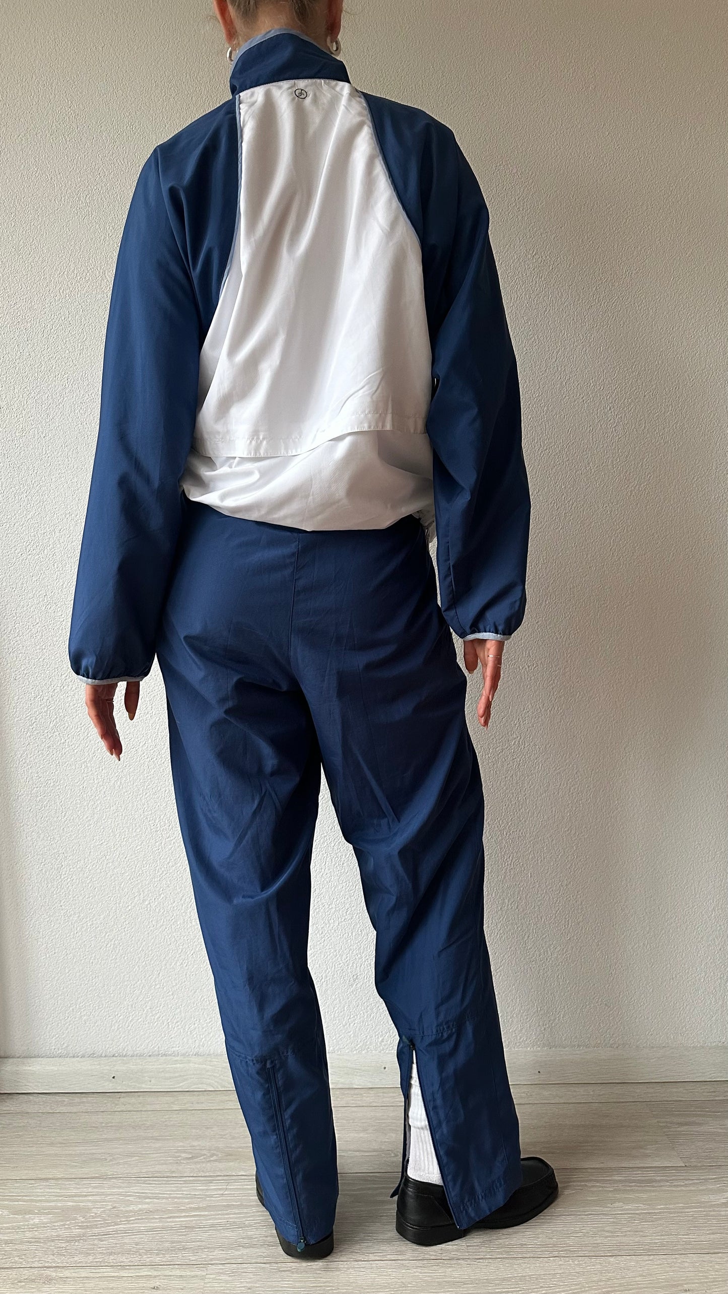 vintage Adidas zip-up tracksuit dark blue with white details