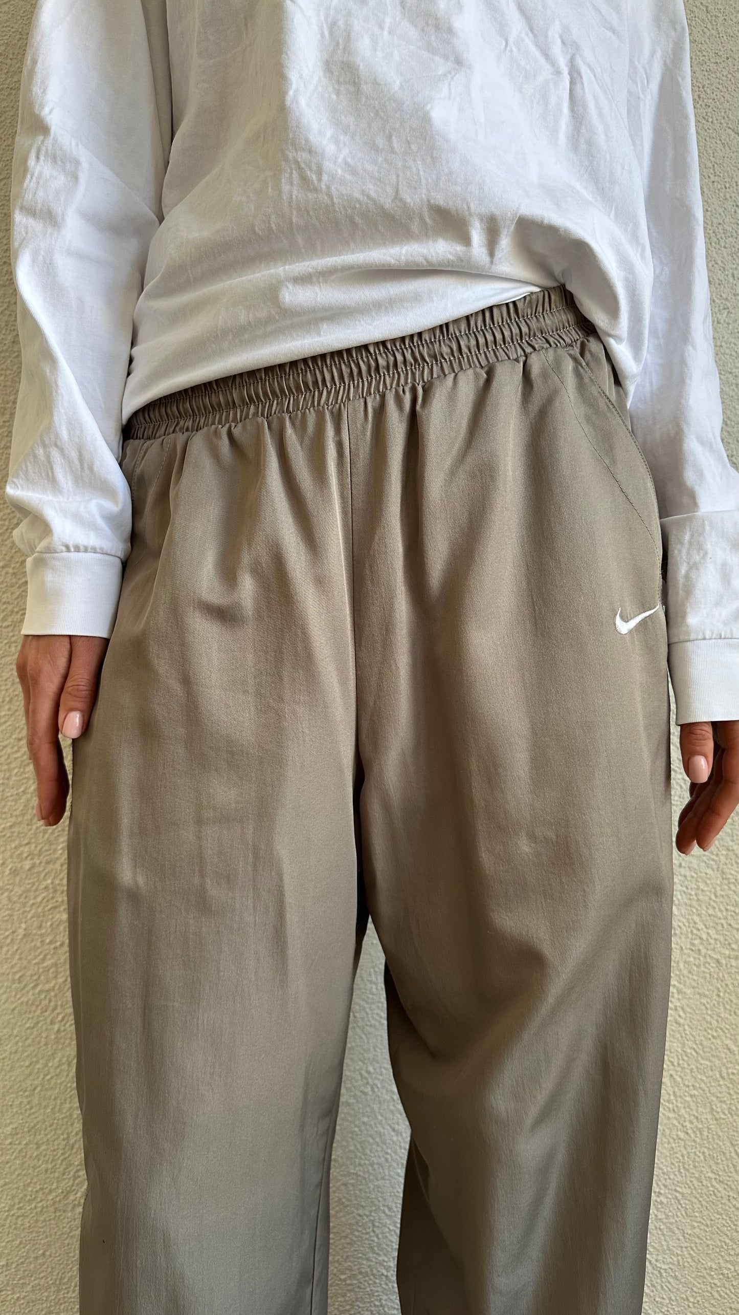 vintage taupe white nike tracksuit pants windbreaker jacket