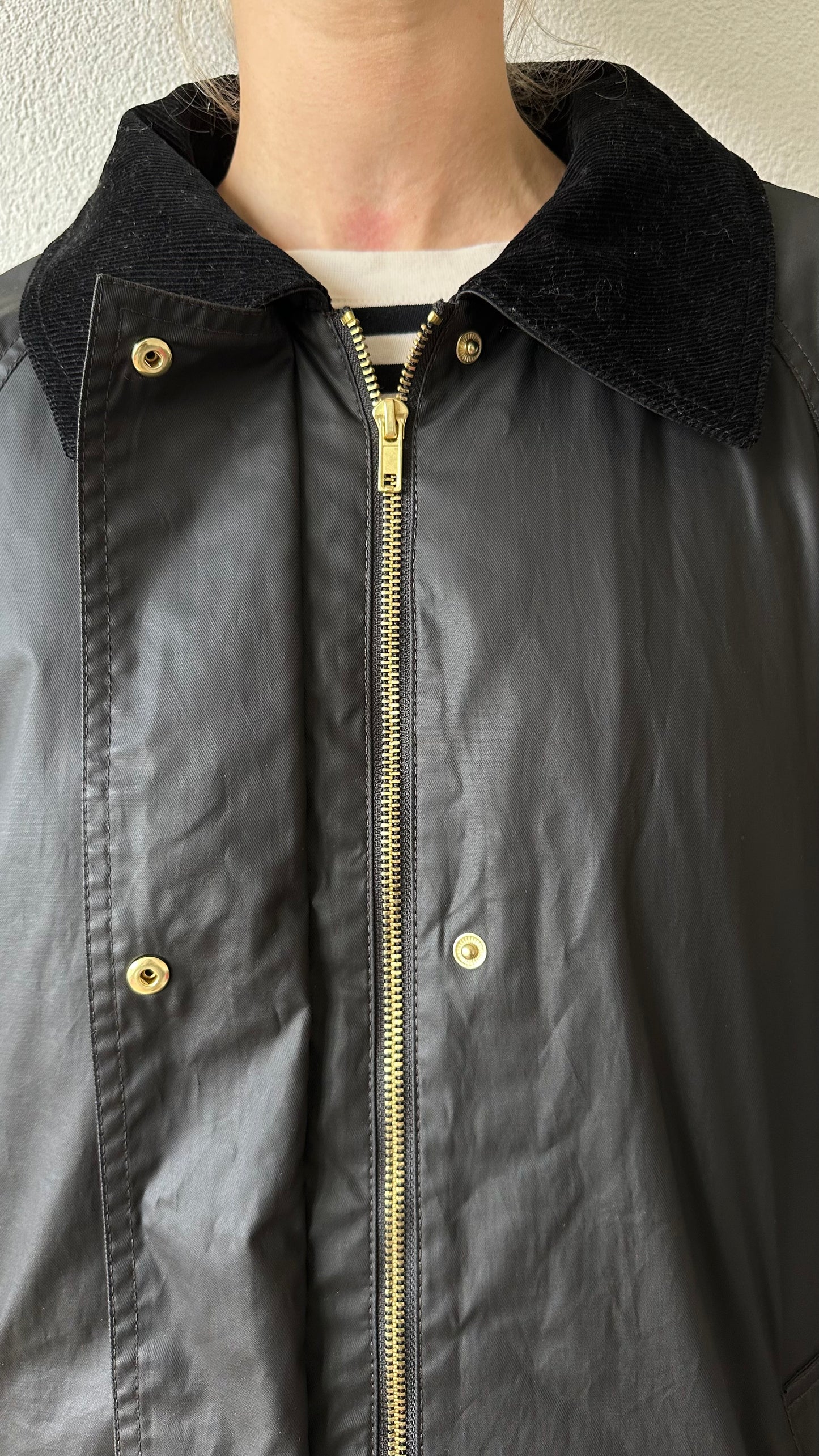 long black rain coat corduroy collar