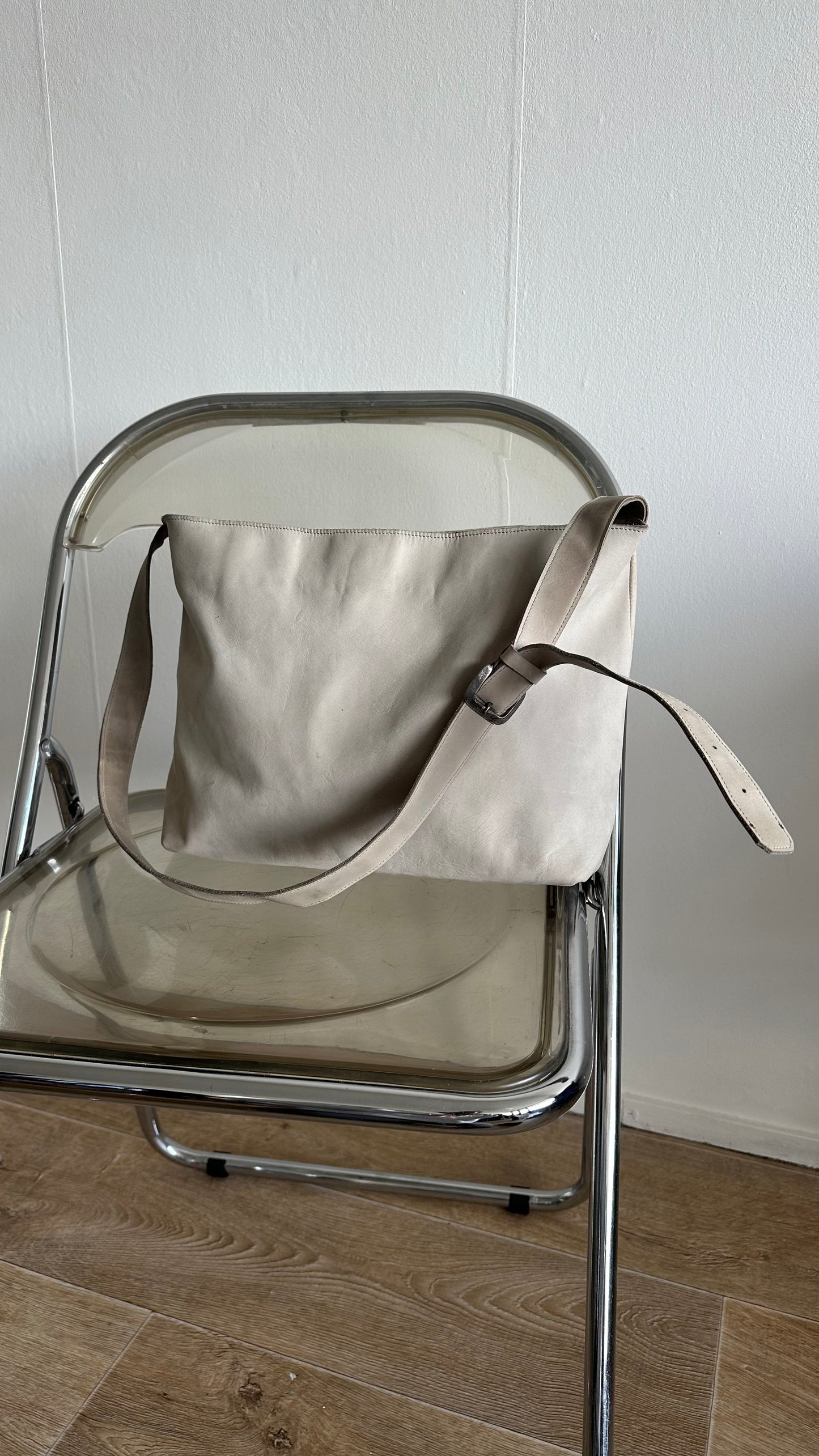 beige leather crossbody bag