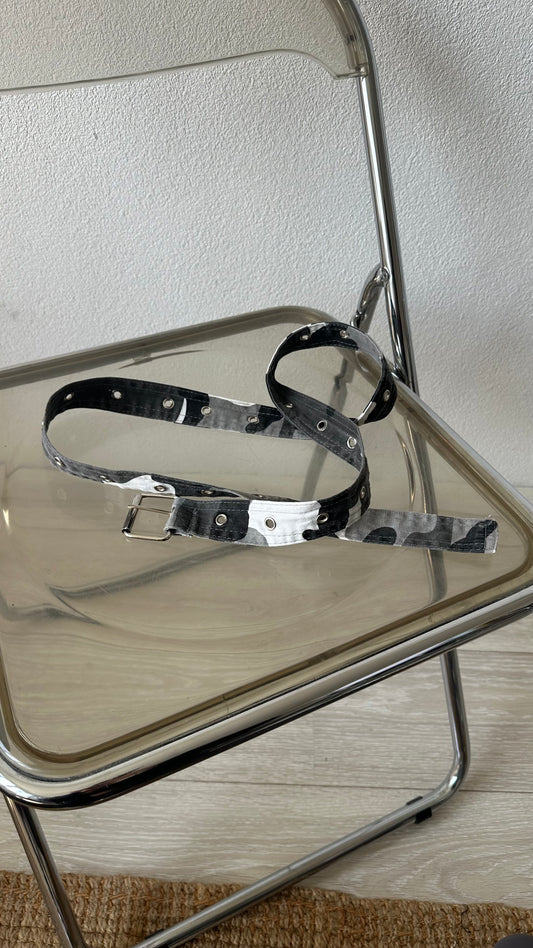 grey camo print belt