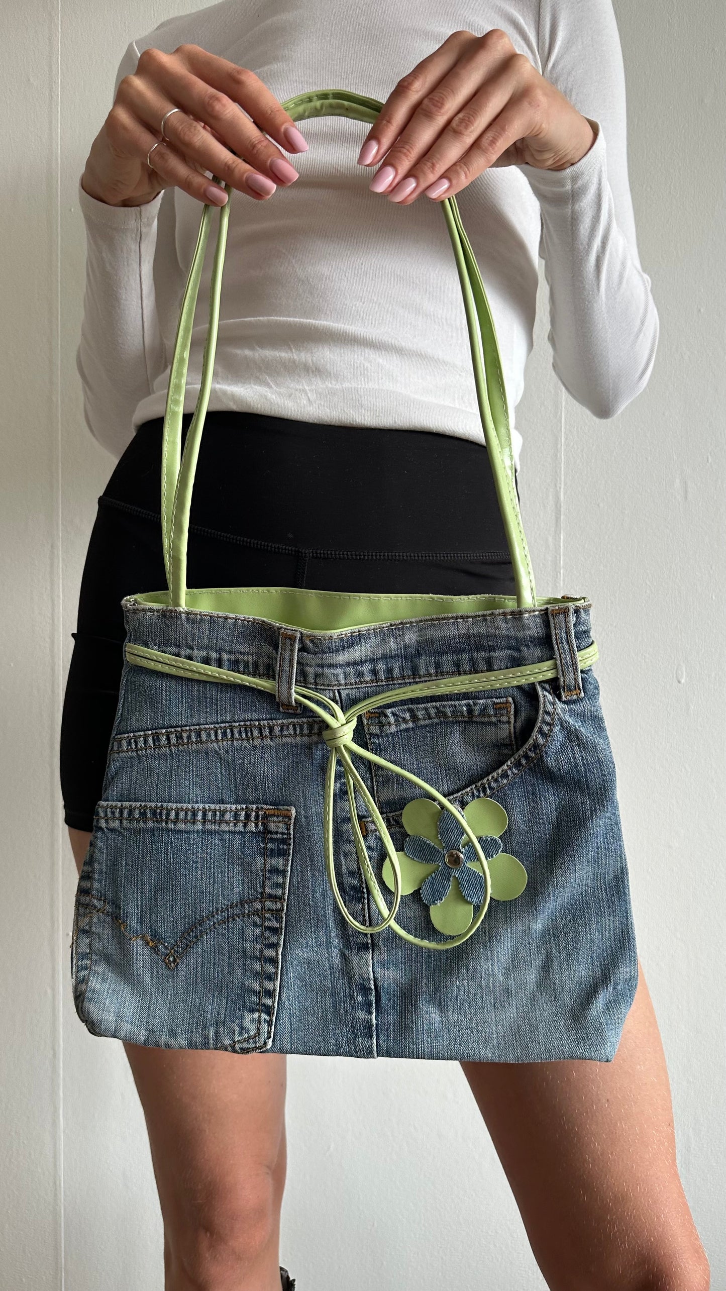 denim green shoulderbag y2k