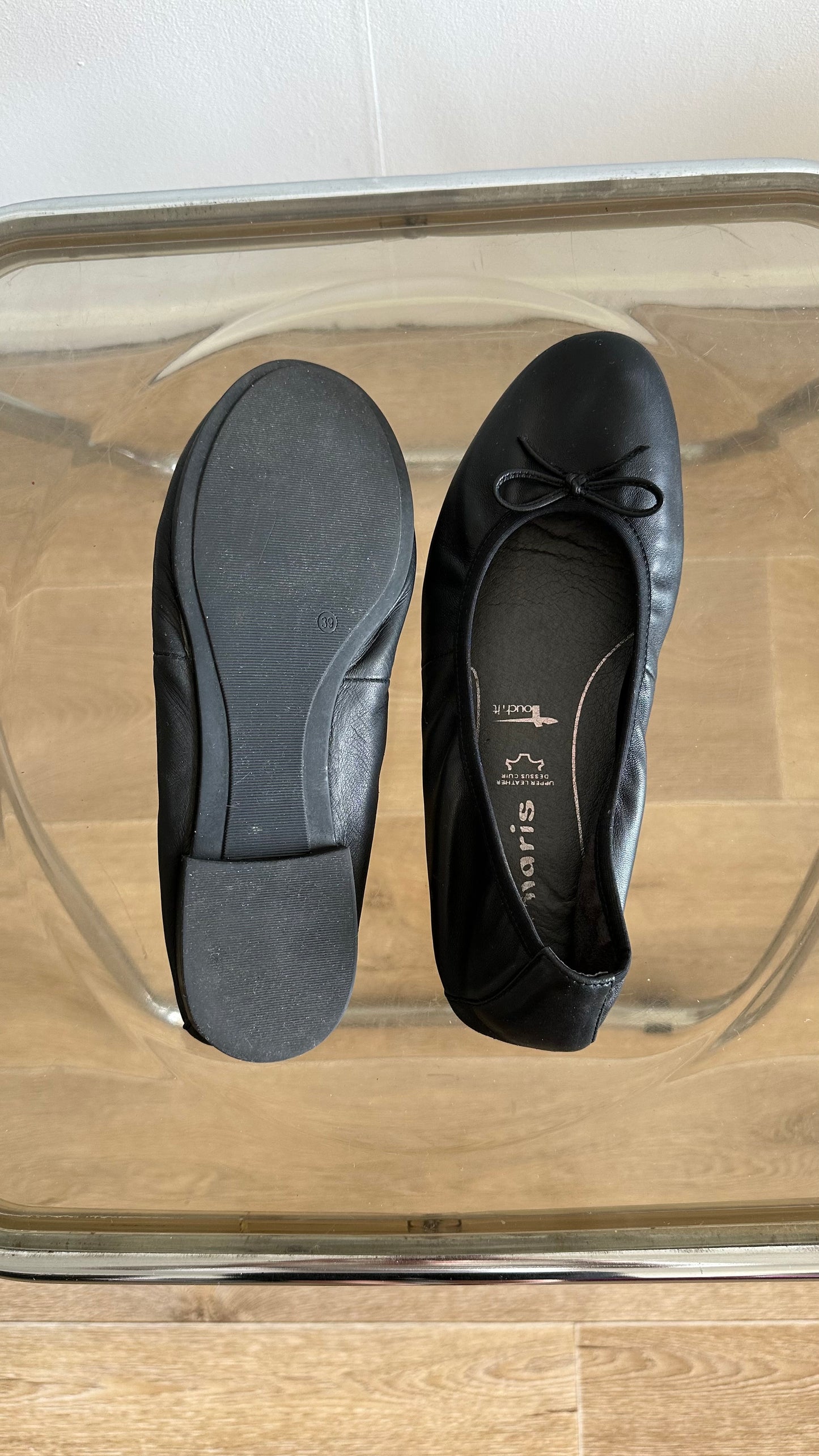 tamaris ballet flats black leather